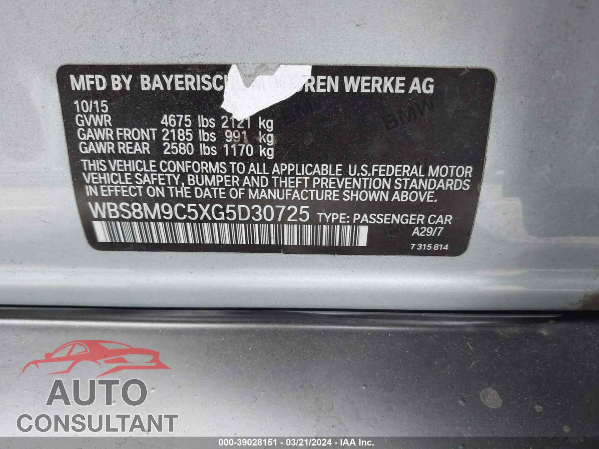 BMW M3 2016 - WBS8M9C5XG5D30725