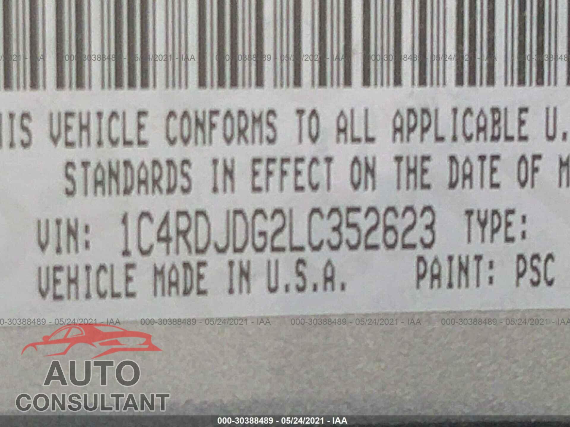 DODGE DURANGO 2020 - 1C4RDJDG2LC352623