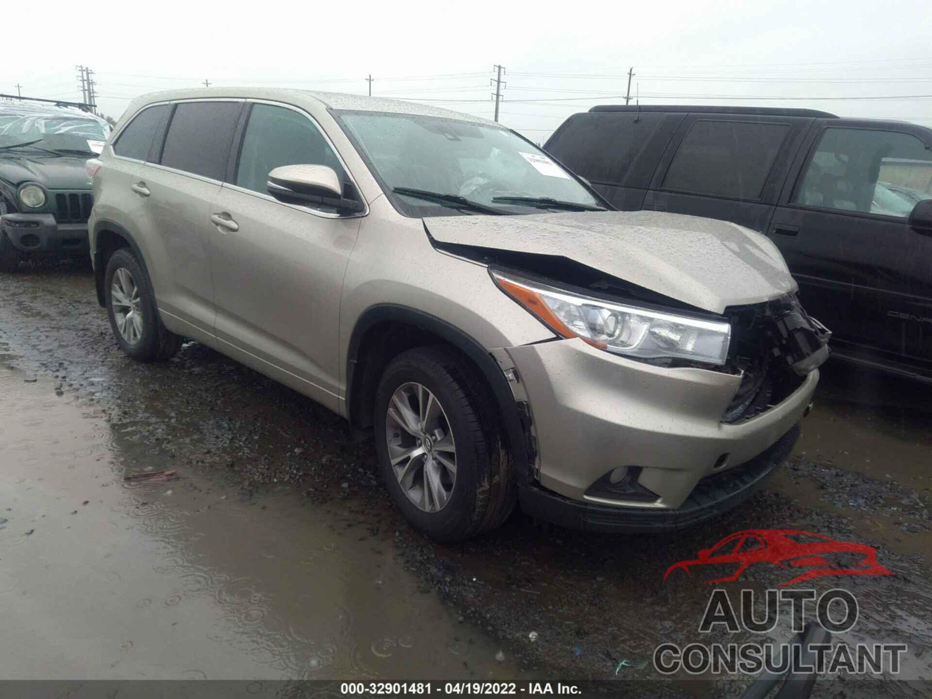 TOYOTA HIGHLANDER 2016 - 5TDBKRFH2GS325101