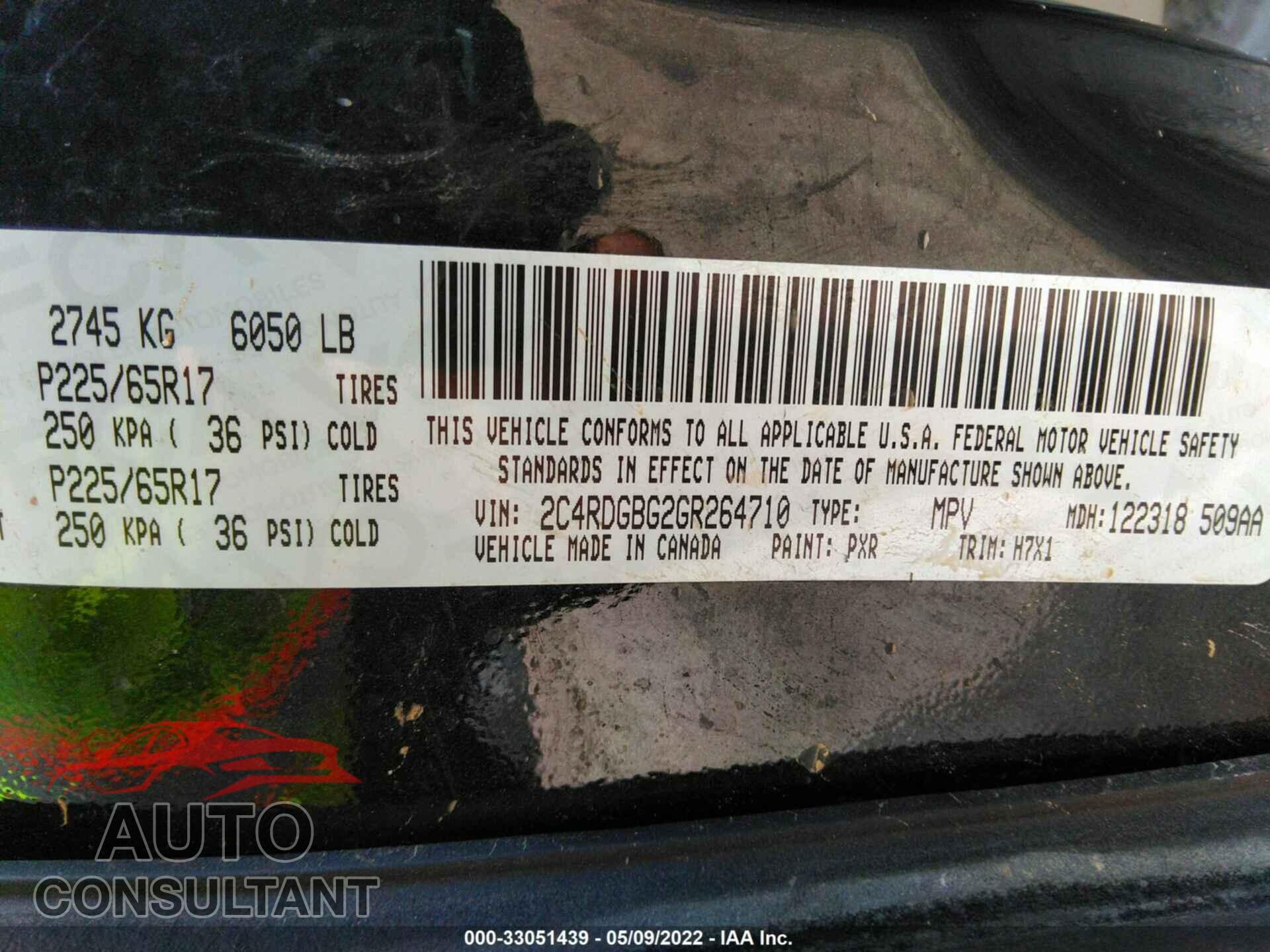 DODGE GRAND CARAVAN 2016 - 2C4RDGBG2GR264710