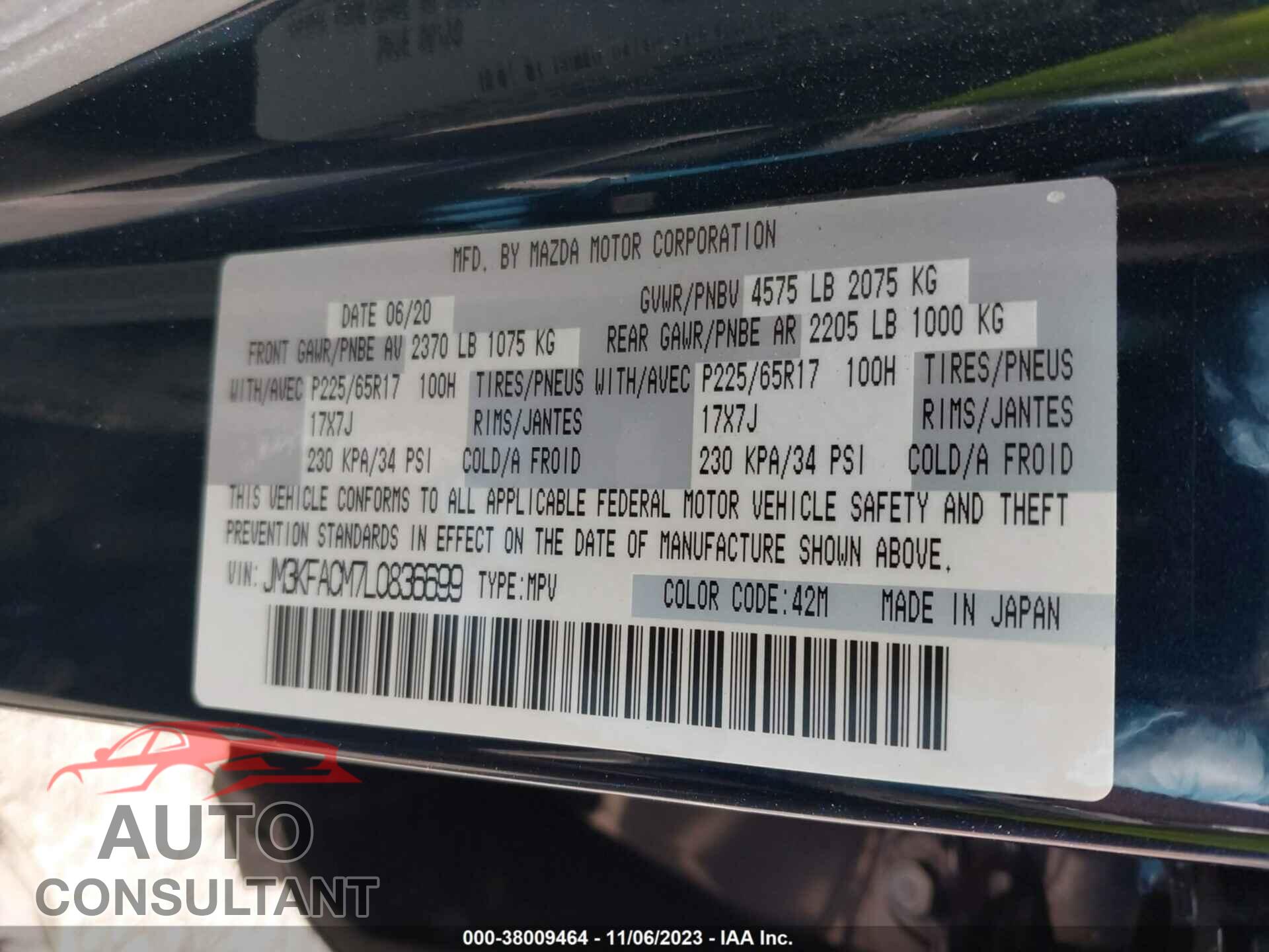 MAZDA CX-5 2020 - JM3KFACM7L0836699
