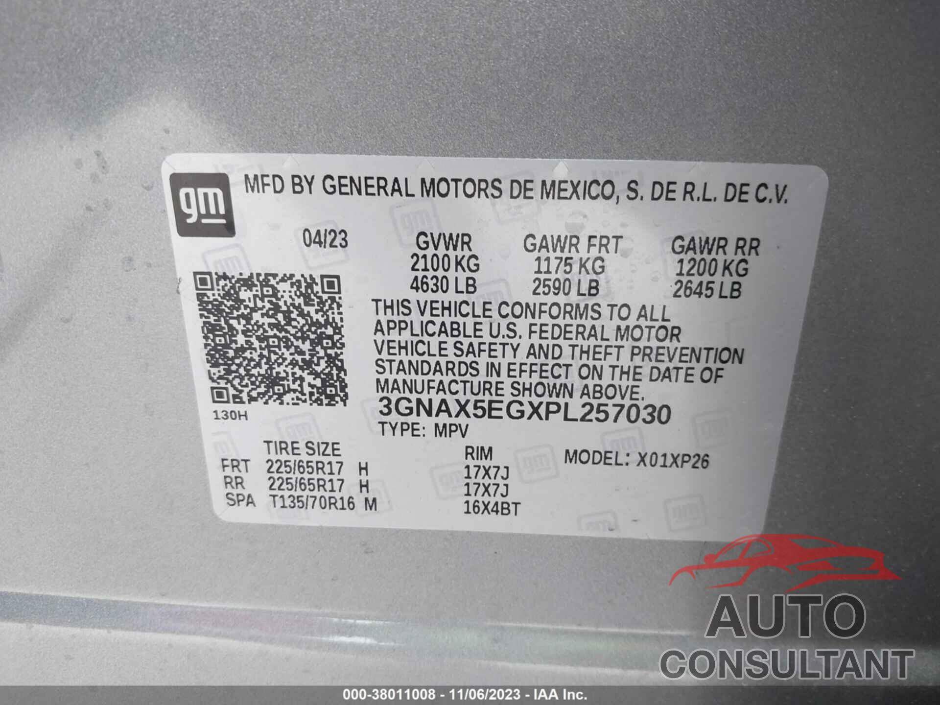 CHEVROLET EQUINOX 2023 - 3GNAX5EGXPL257030