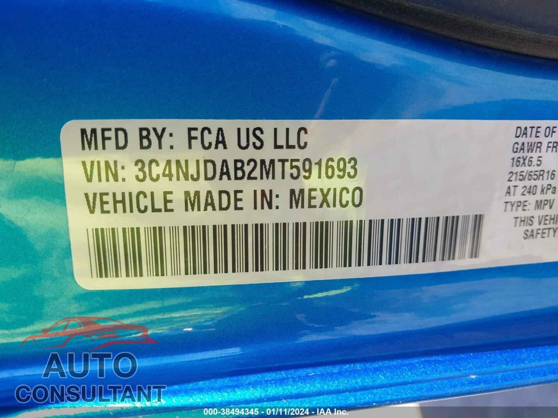 JEEP COMPASS 2021 - 3C4NJDAB2MT591693