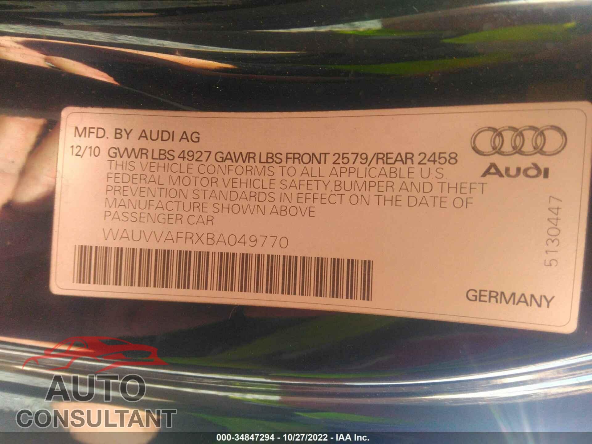 AUDI S5 2011 - WAUVVAFRXBA049770