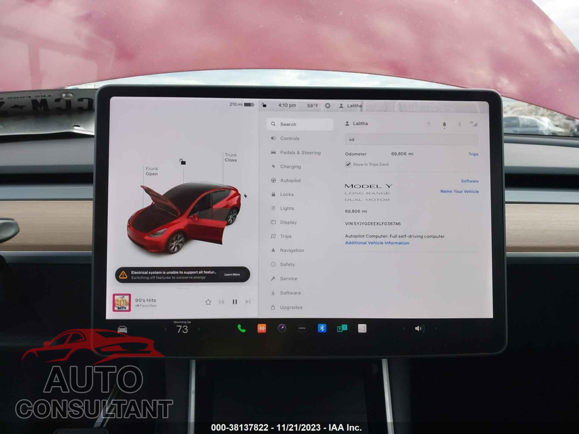 TESLA MODEL Y 2020 - 5YJYGDEEXLF036746