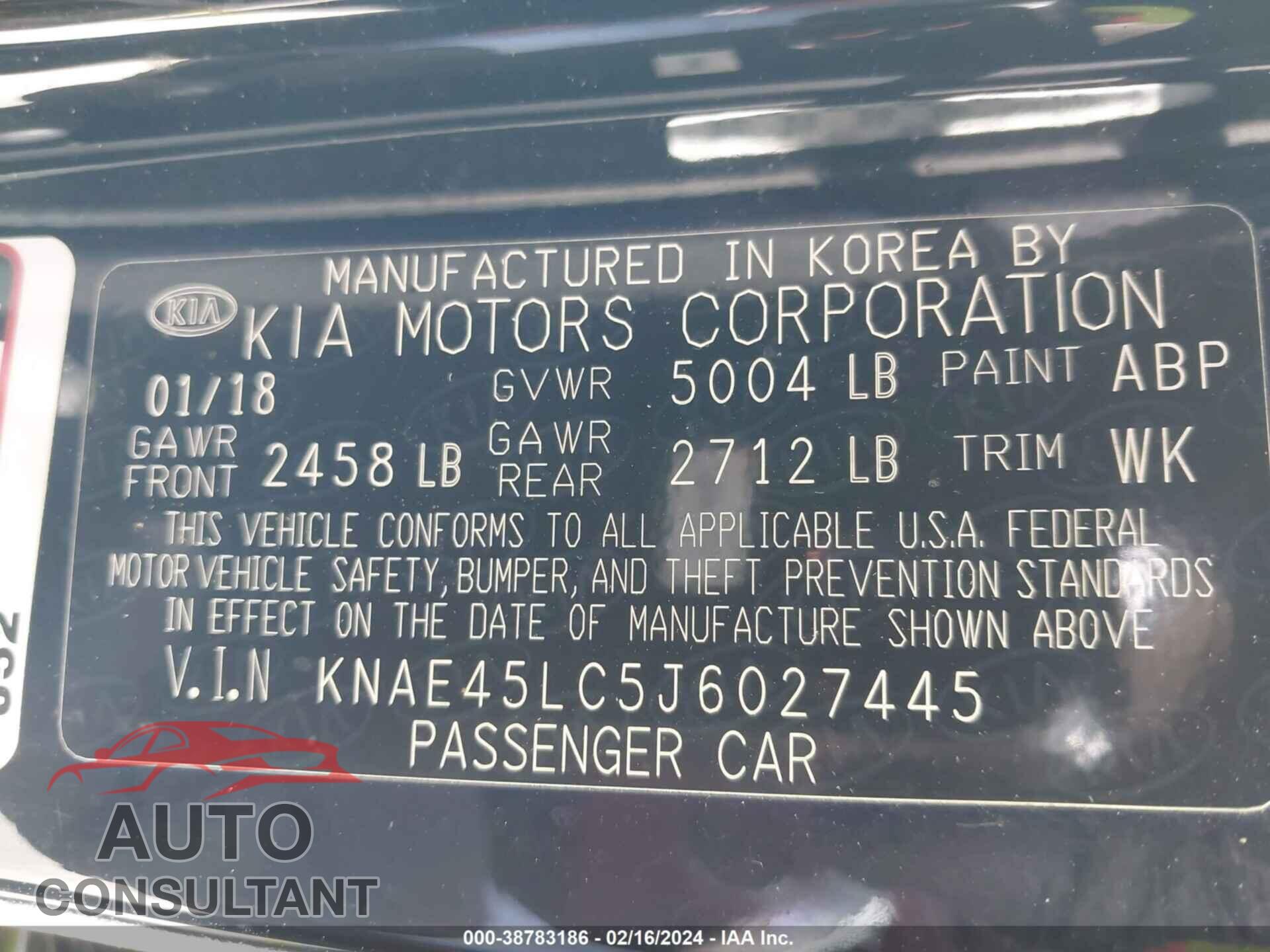 KIA STINGER 2018 - KNAE45LC5J6027445
