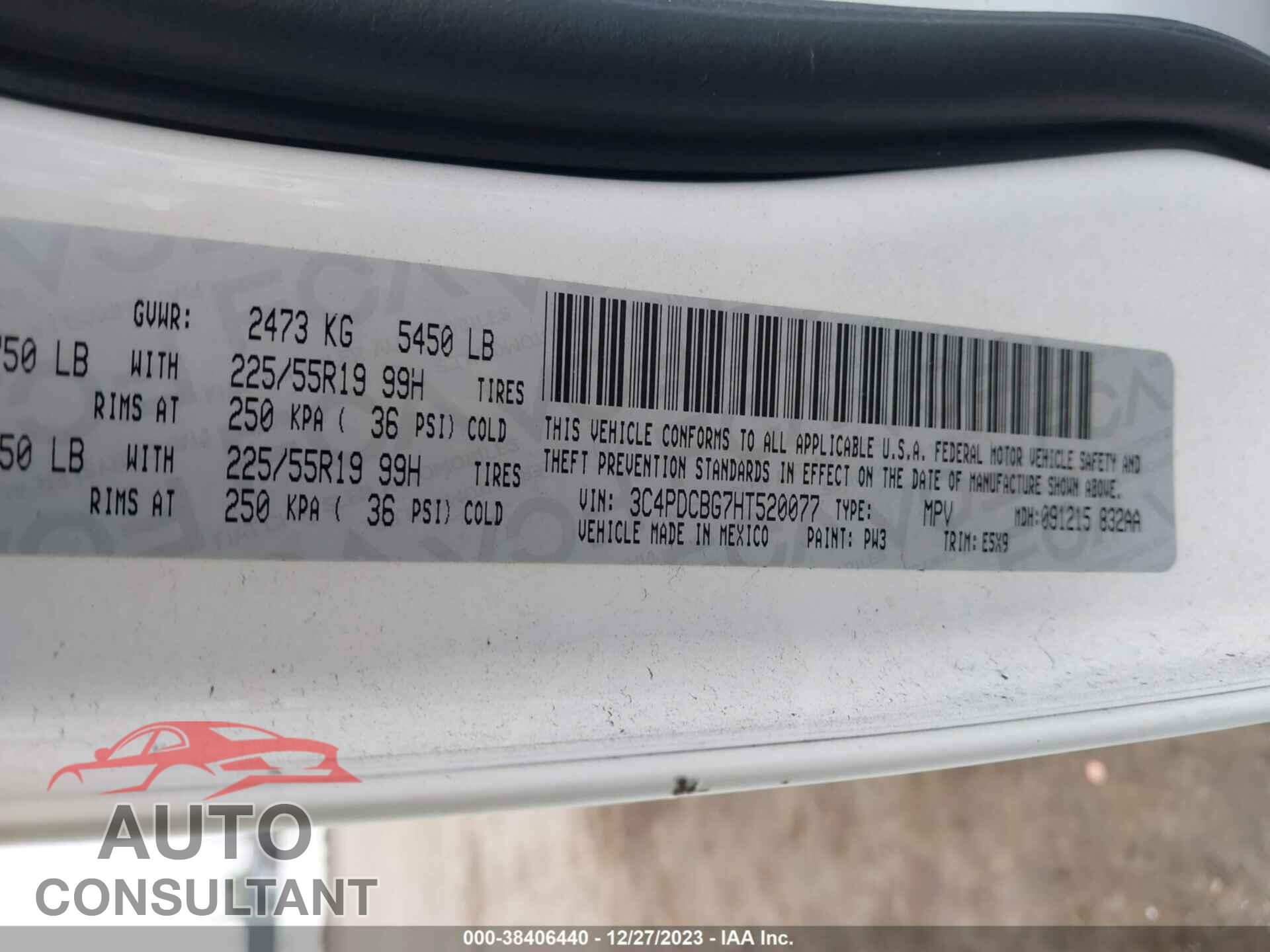 DODGE JOURNEY 2017 - 3C4PDCBG7HT520077