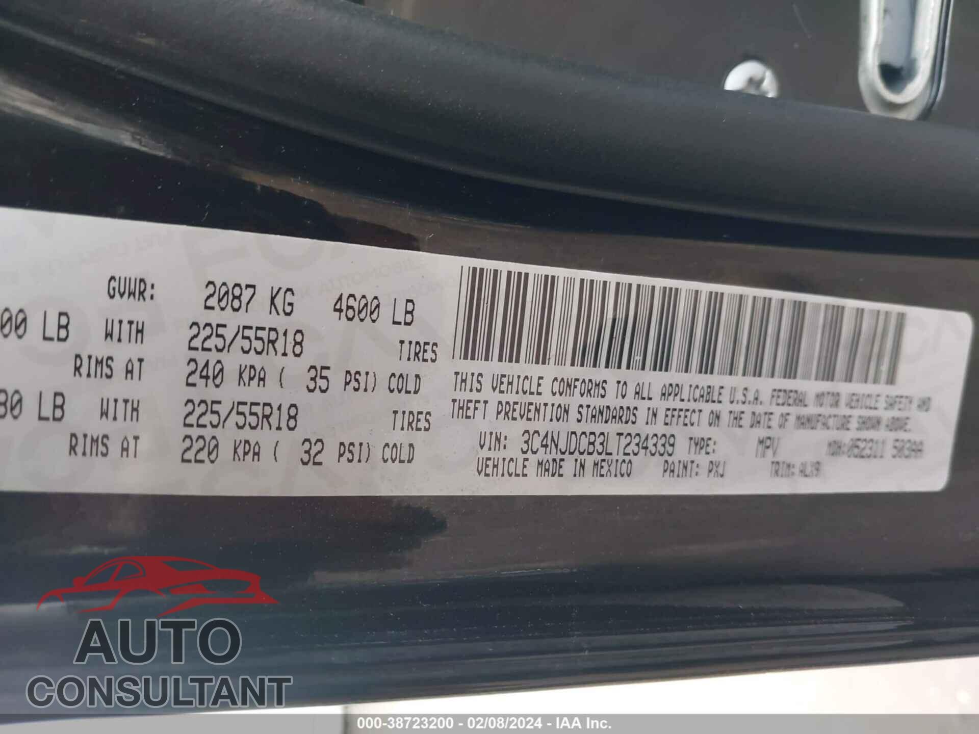 JEEP COMPASS 2020 - 3C4NJDCB3LT234339