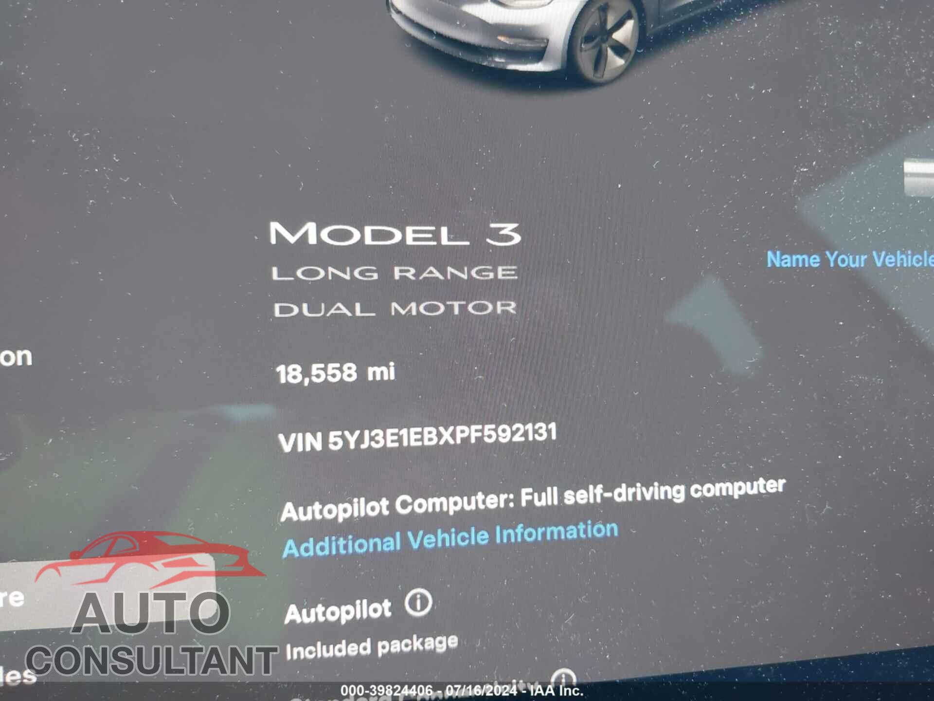 TESLA MODEL 3 2023 - 5YJ3E1EBXPF592131
