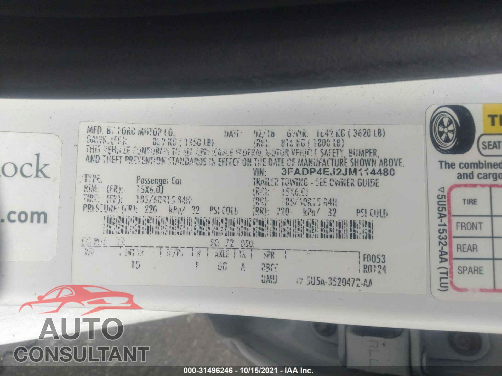 FORD FIESTA 2018 - 3FADP4EJ2JM114480