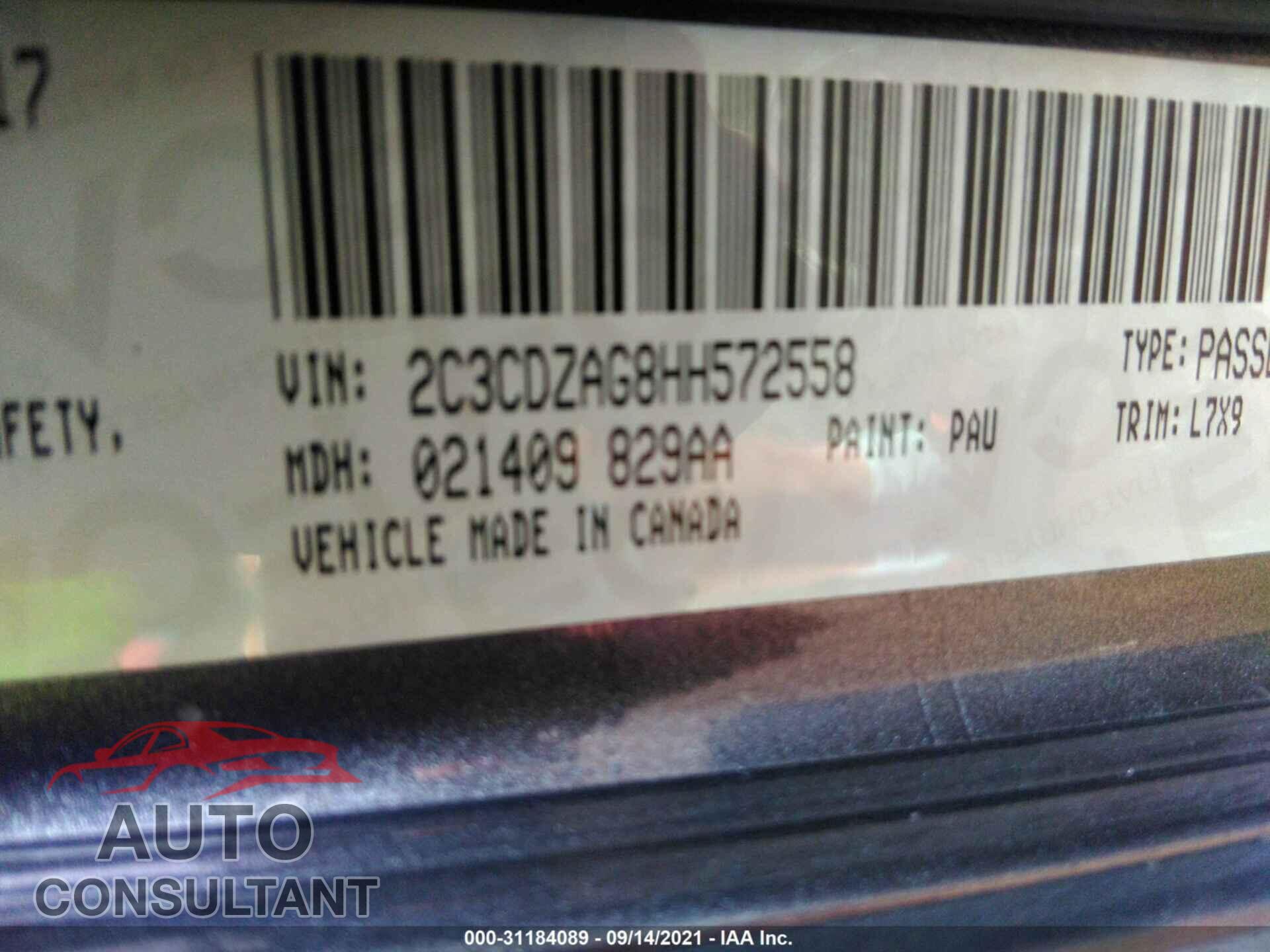 DODGE CHALLENGER 2017 - 2C3CDZAG8HH572558
