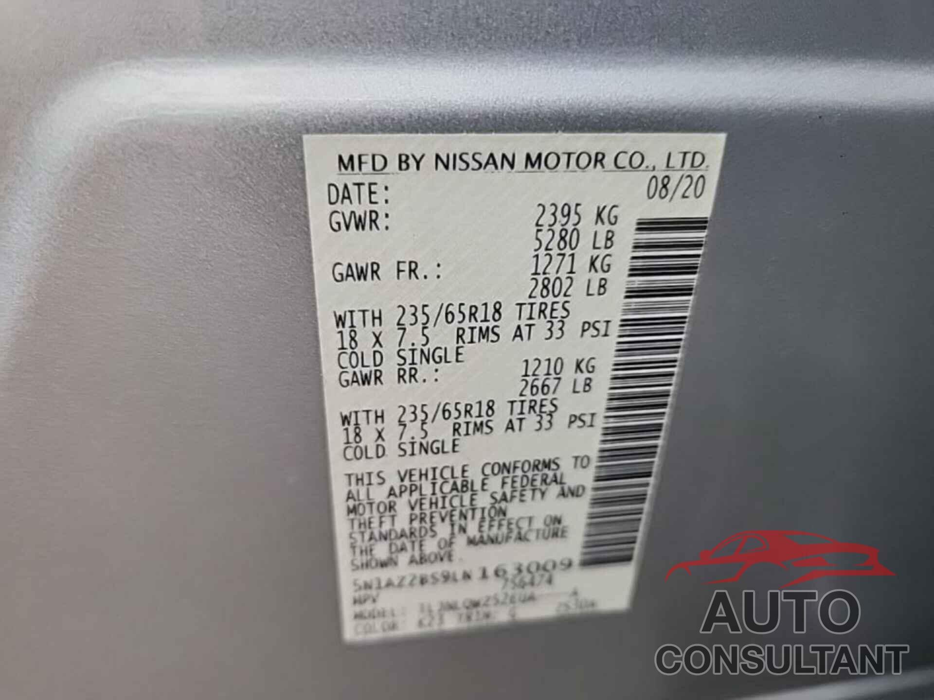 NISSAN MURANO 2020 - 5N1AZ2BS9LN163009