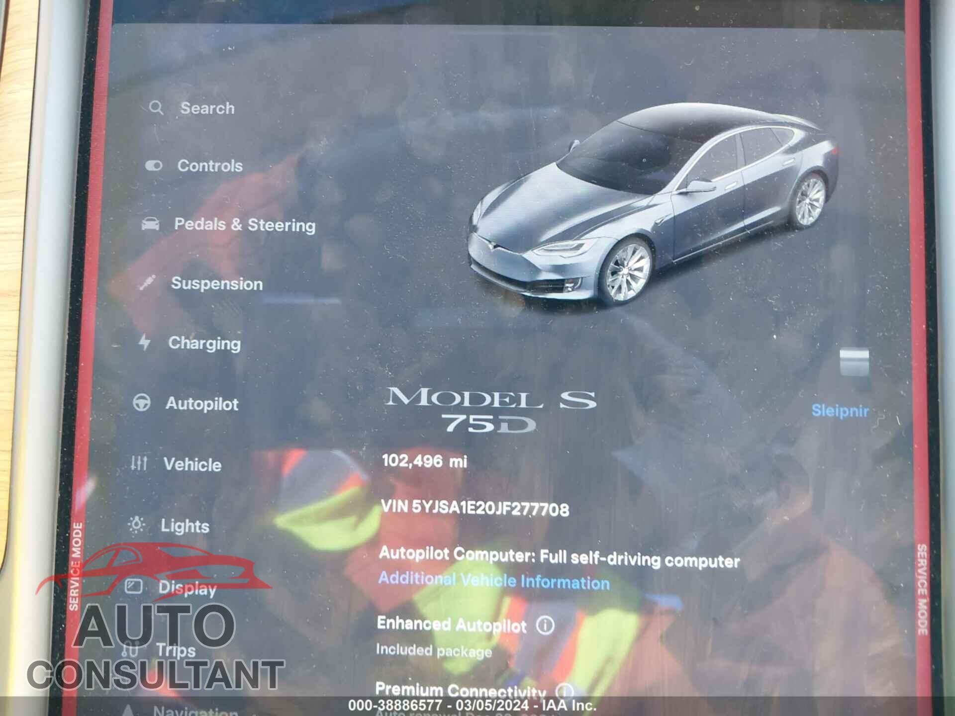 TESLA MODEL S 2018 - 5YJSA1E20JF277708