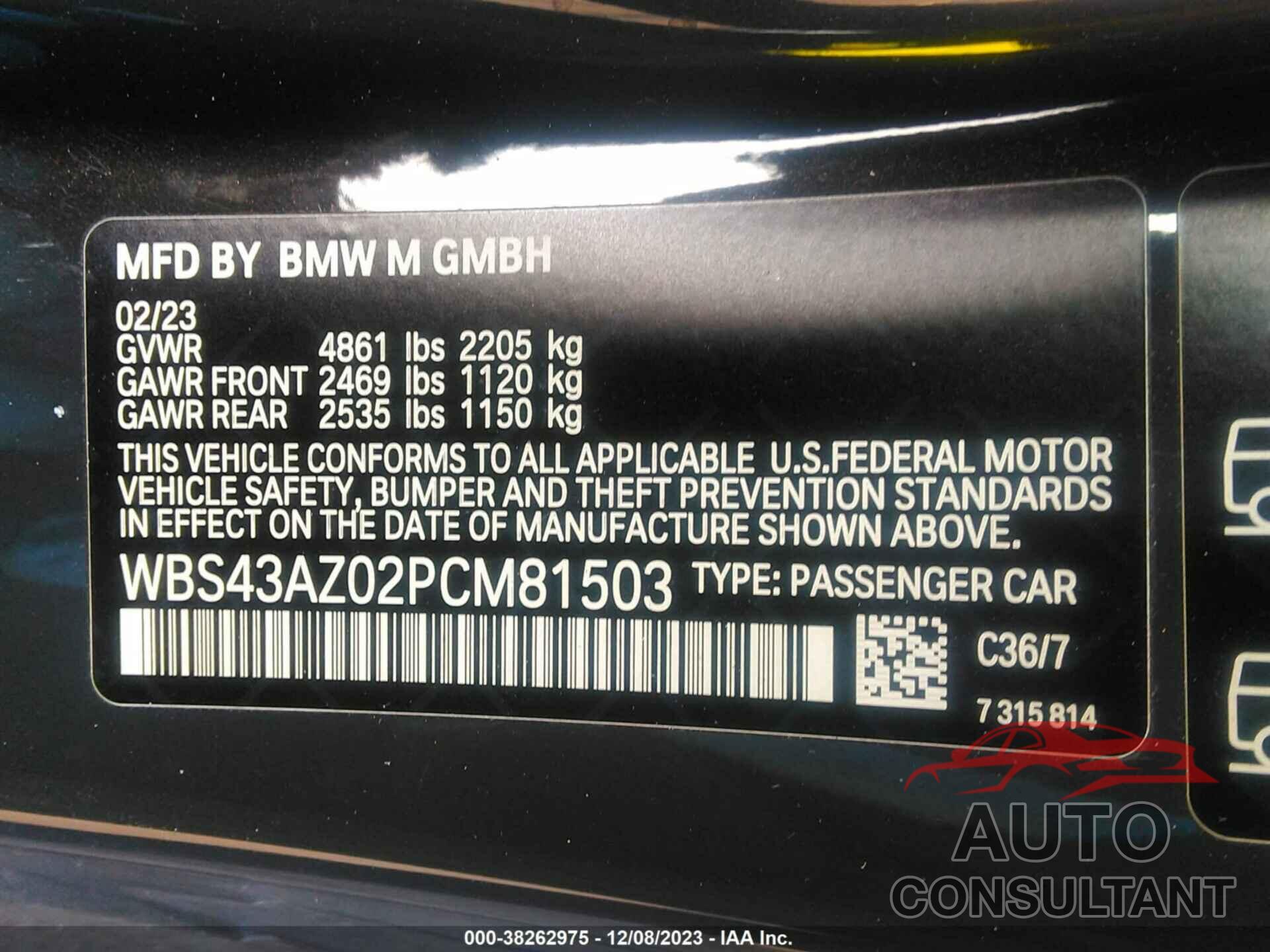 BMW M4 2023 - WBS43AZ02PCM81503