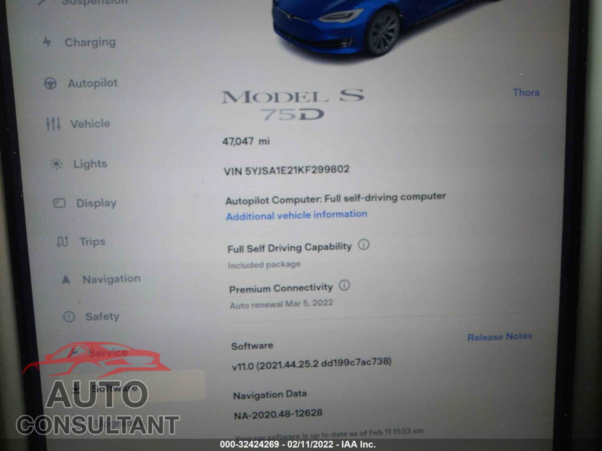 TESLA MODEL S 2019 - 5YJSA1E21KF299802