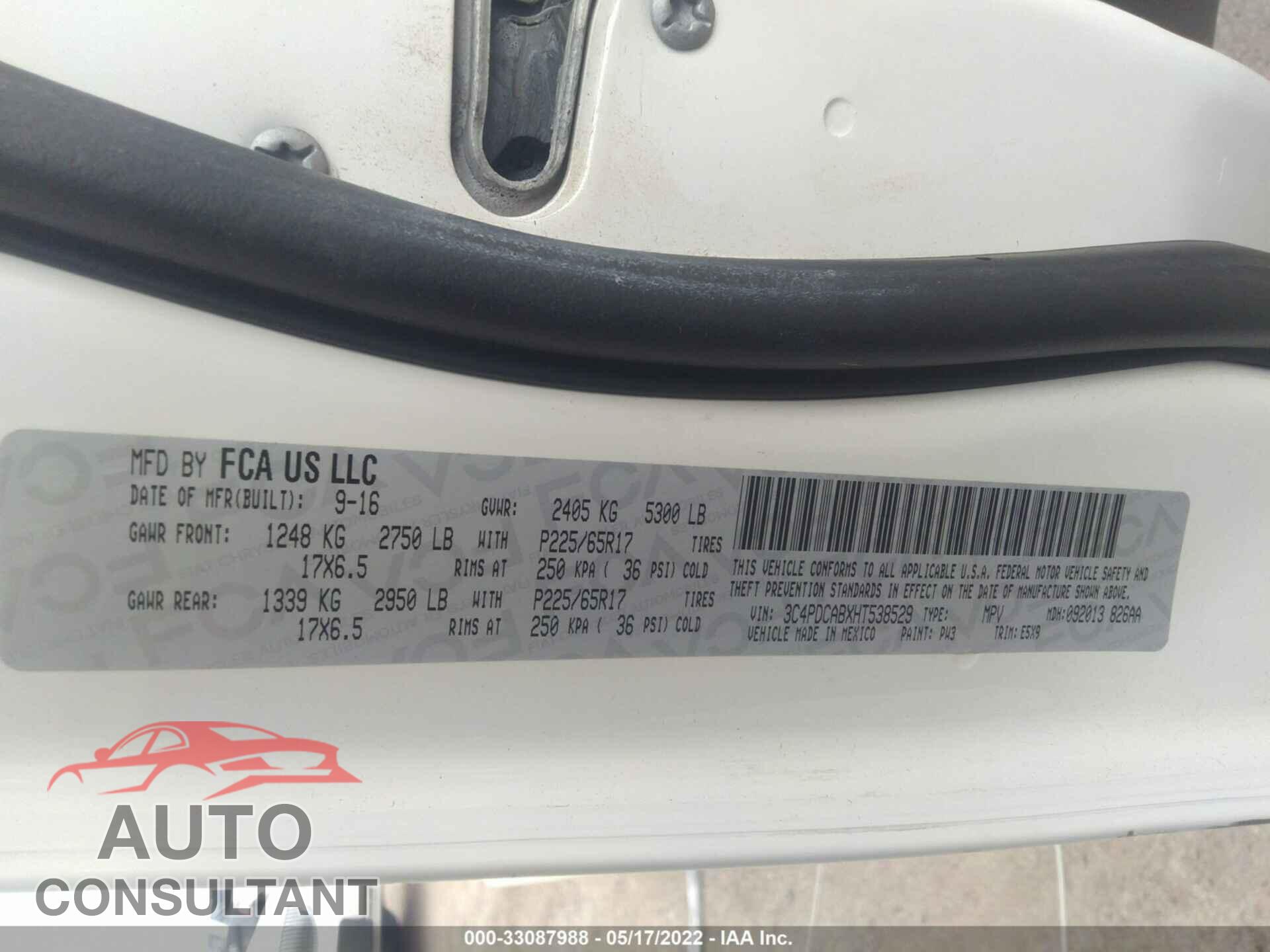 DODGE JOURNEY 2017 - 3C4PDCABXHT538529