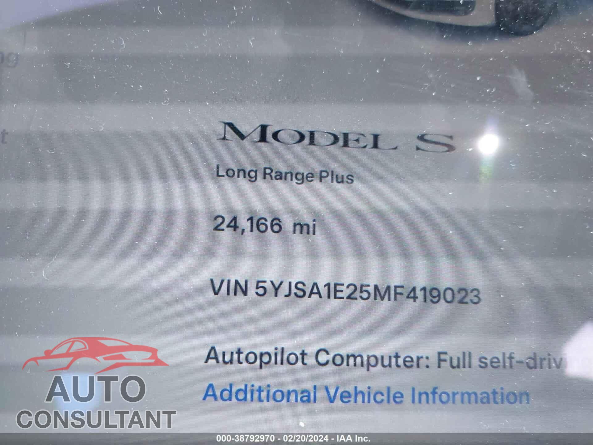 TESLA MODEL S 2021 - 5YJSA1E25MF419023