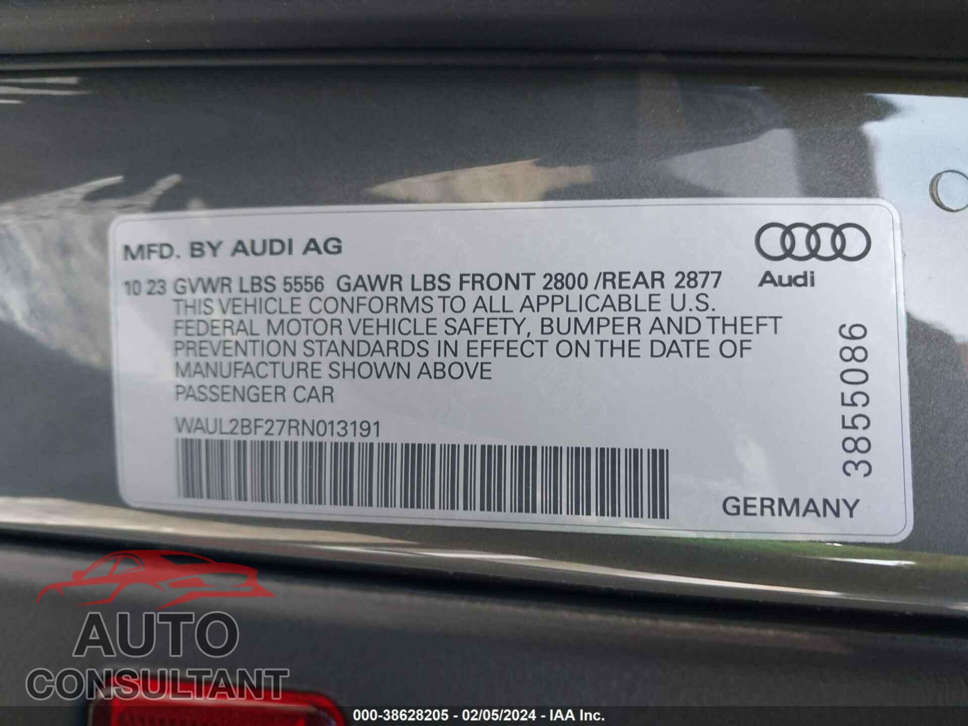 AUDI A6 2024 - WAUL2BF27RN013191
