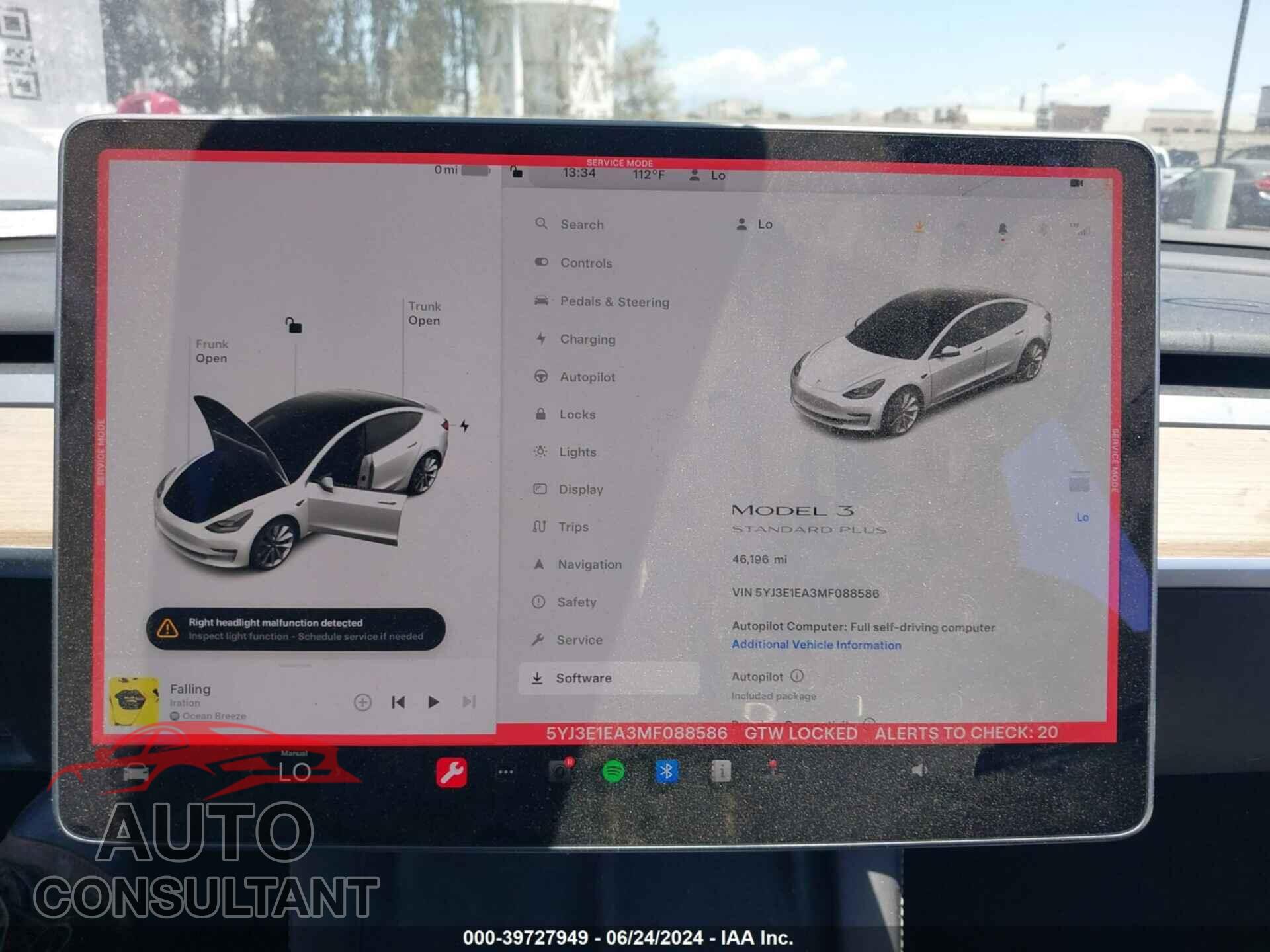 TESLA MODEL 3 2021 - 5YJ3E1EA3MF088586