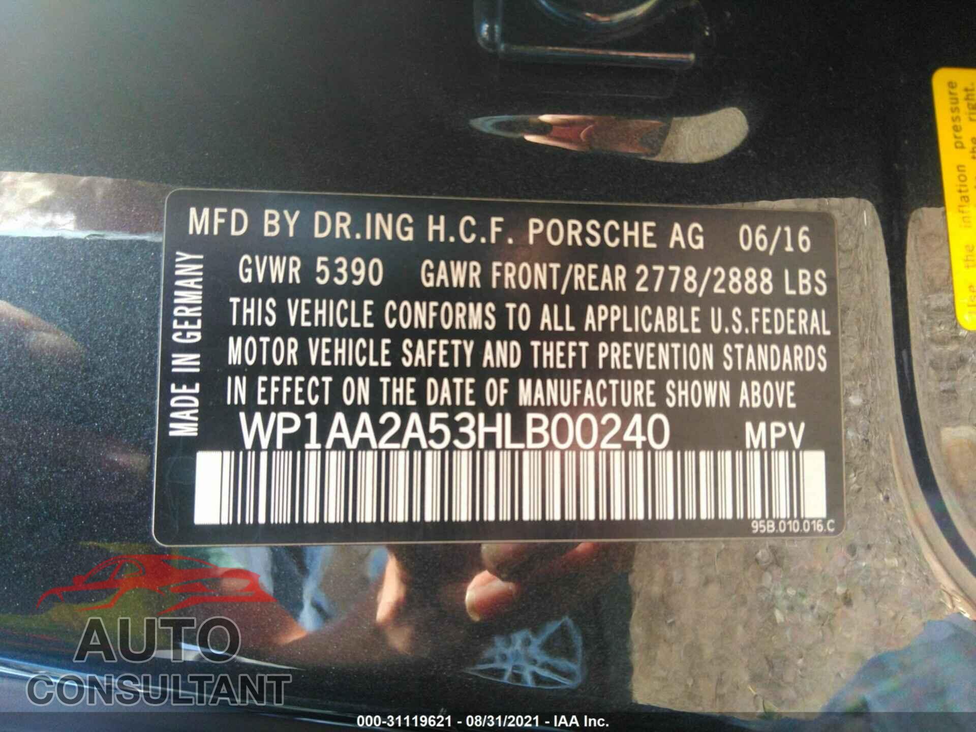 PORSCHE MACAN 2017 - WP1AA2A53HLB00240