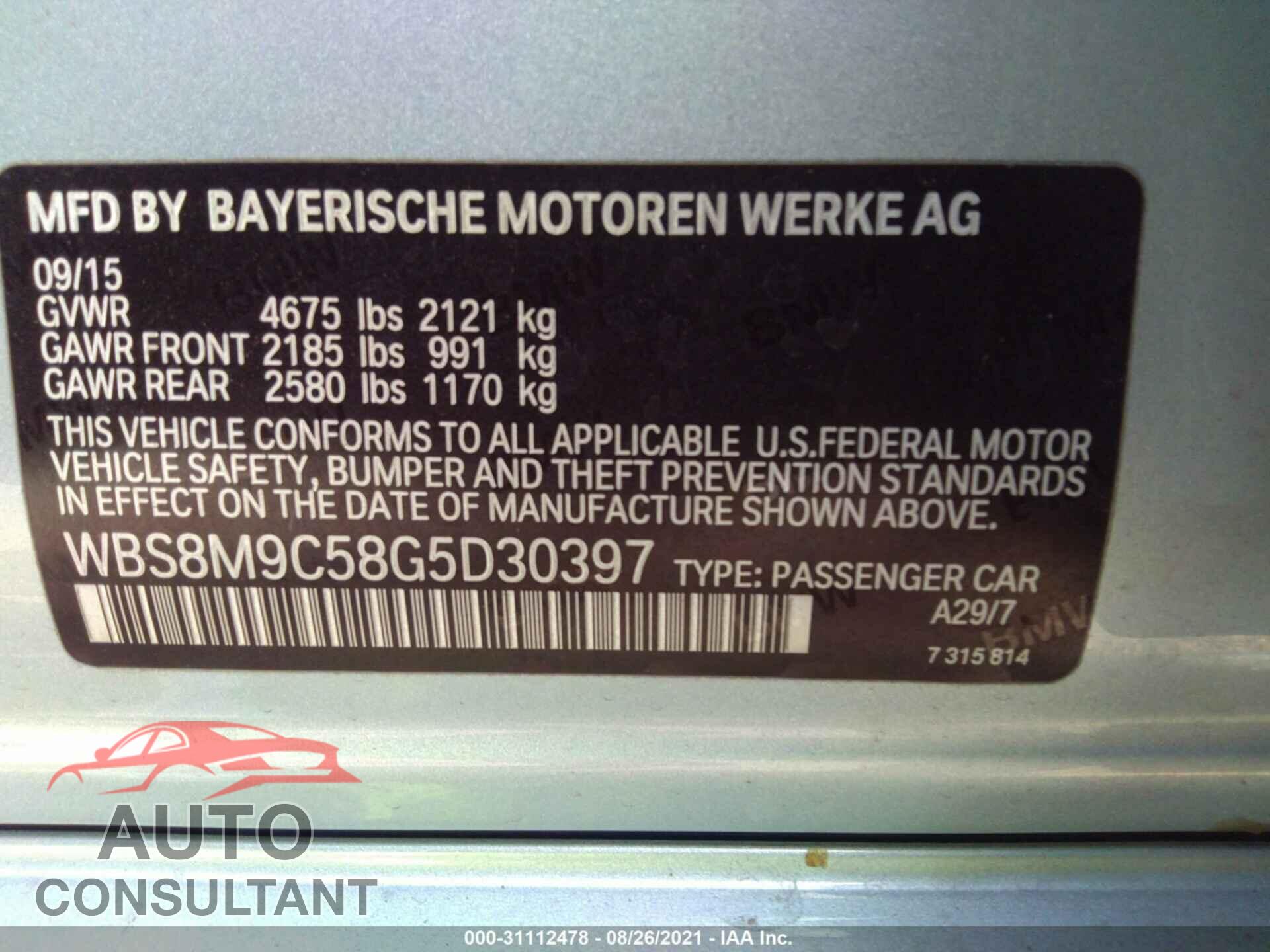 BMW M3 2016 - WBS8M9C58G5D30397