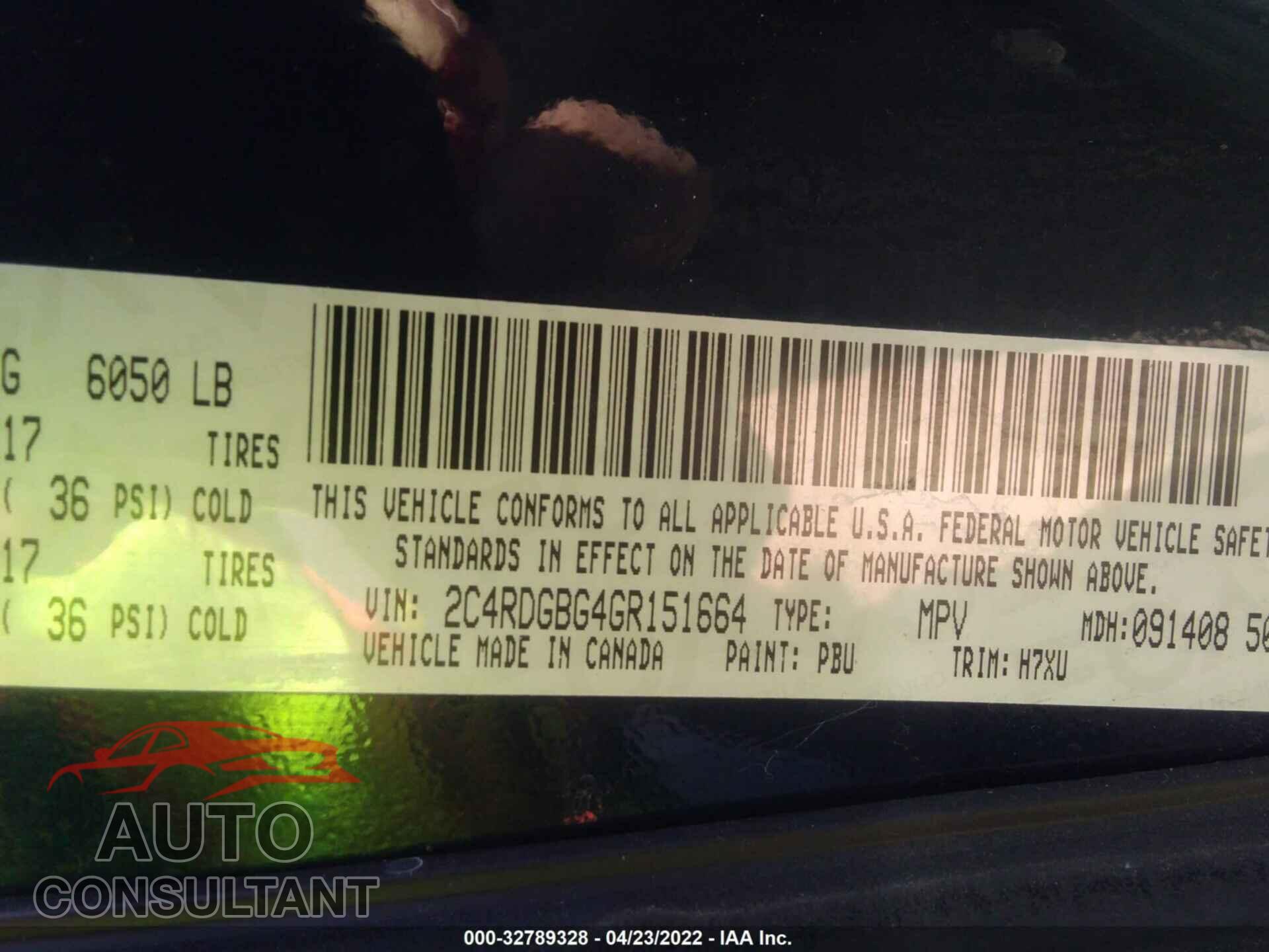 DODGE GRAND CARAVAN 2016 - 2C4RDGBG4GR151664
