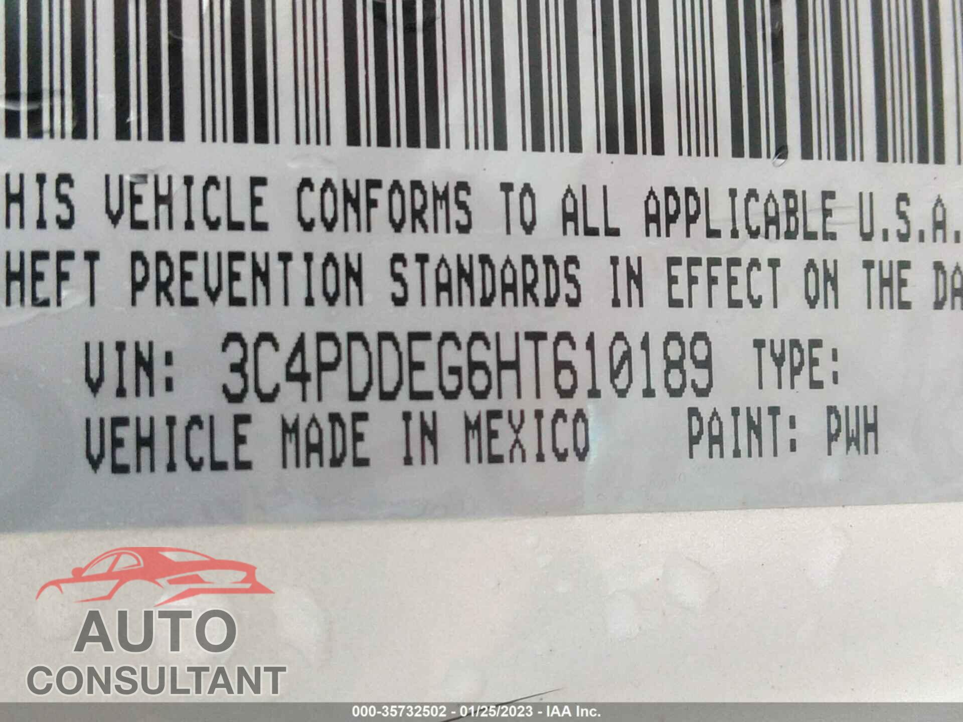 DODGE JOURNEY 2017 - 3C4PDDEG6HT610189