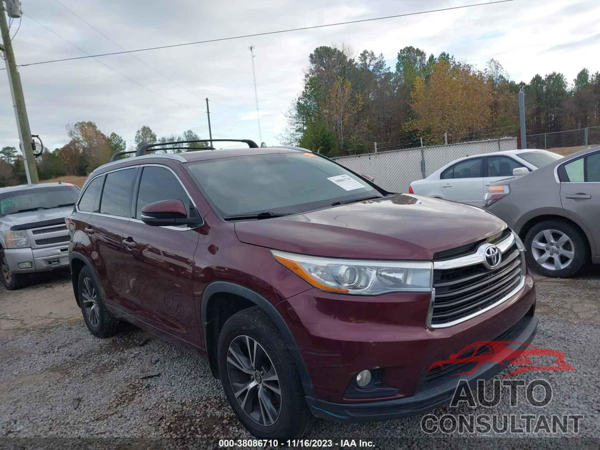 TOYOTA HIGHLANDER 2016 - 5TDJKRFH9GS319923