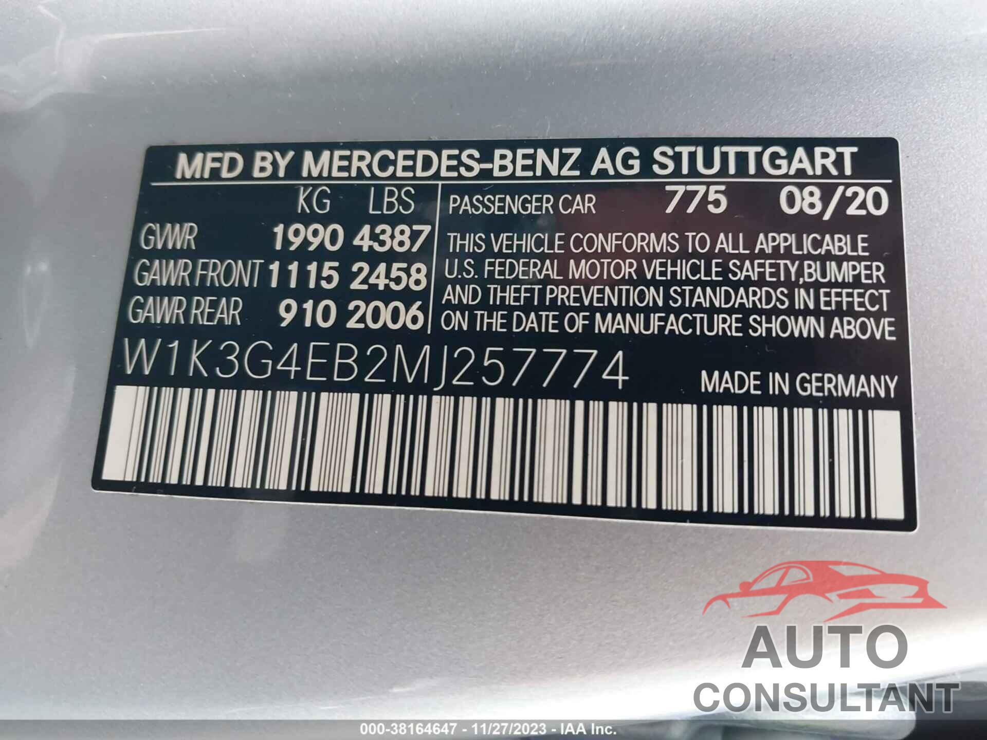 MERCEDES-BENZ A 220 2021 - W1K3G4EB2MJ257774