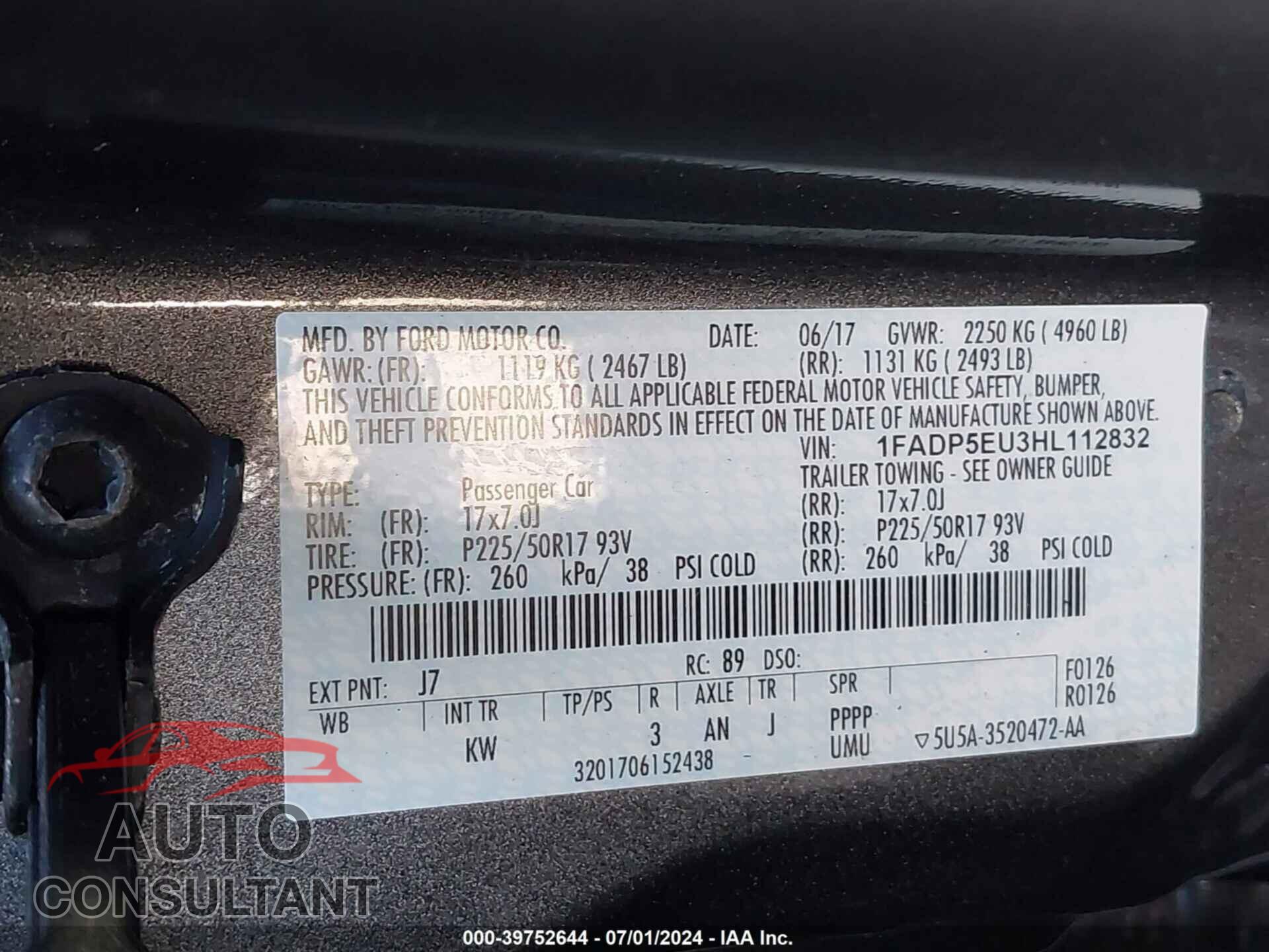 FORD C-MAX ENERGI 2017 - 1FADP5EU3HL112832