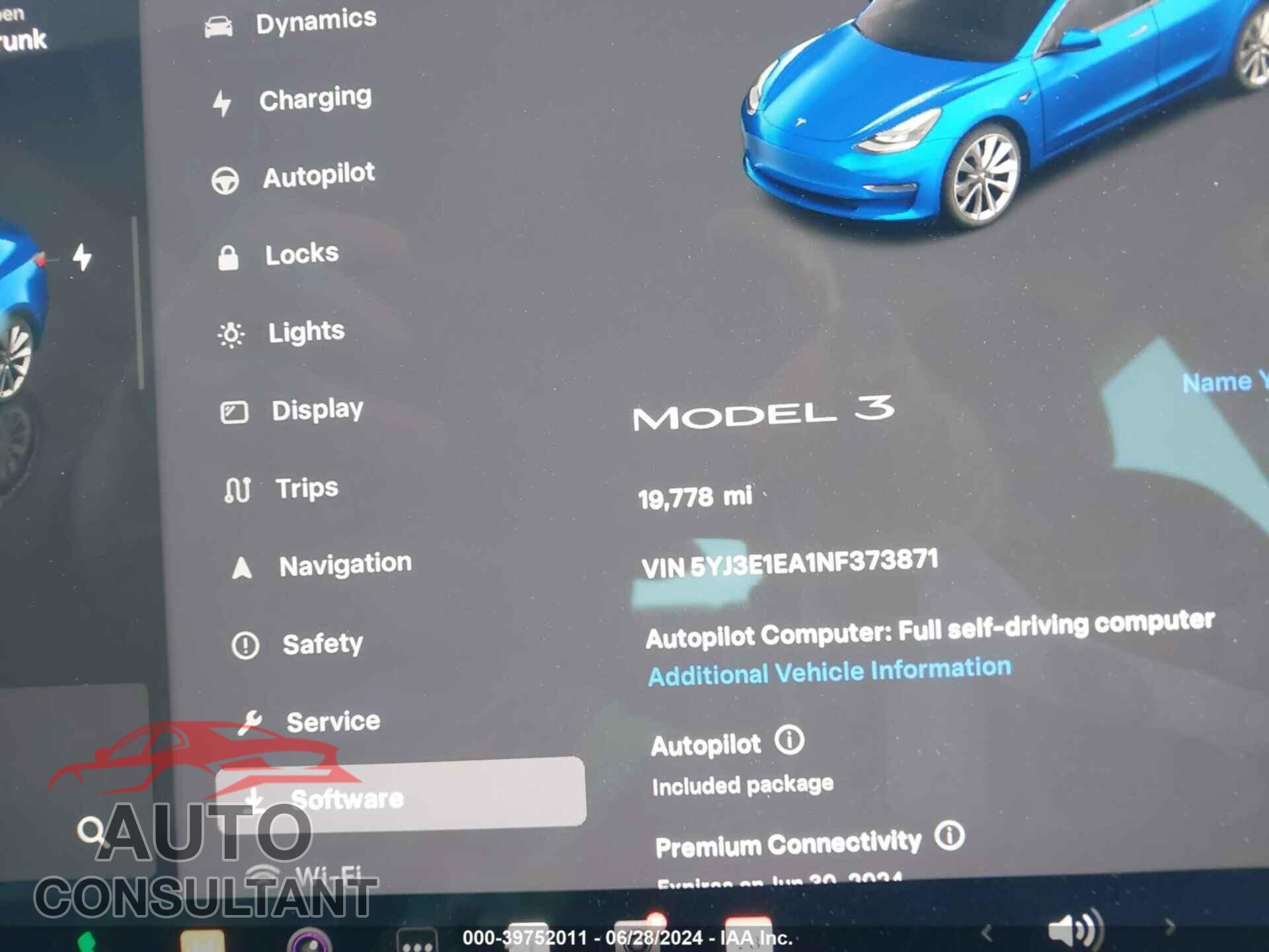 TESLA MODEL 3 2022 - 5YJ3E1EA1NF373871