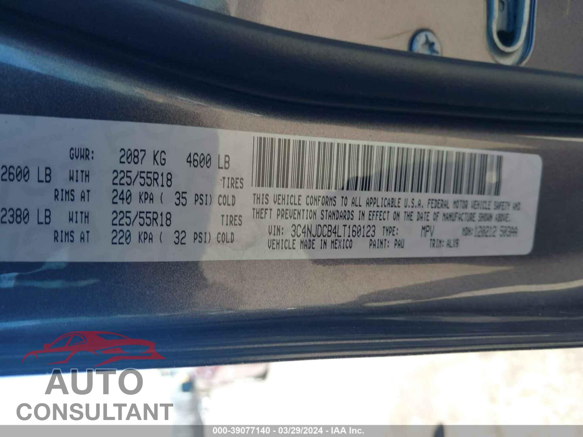 JEEP COMPASS 2020 - 3C4NJDCB4LT160123