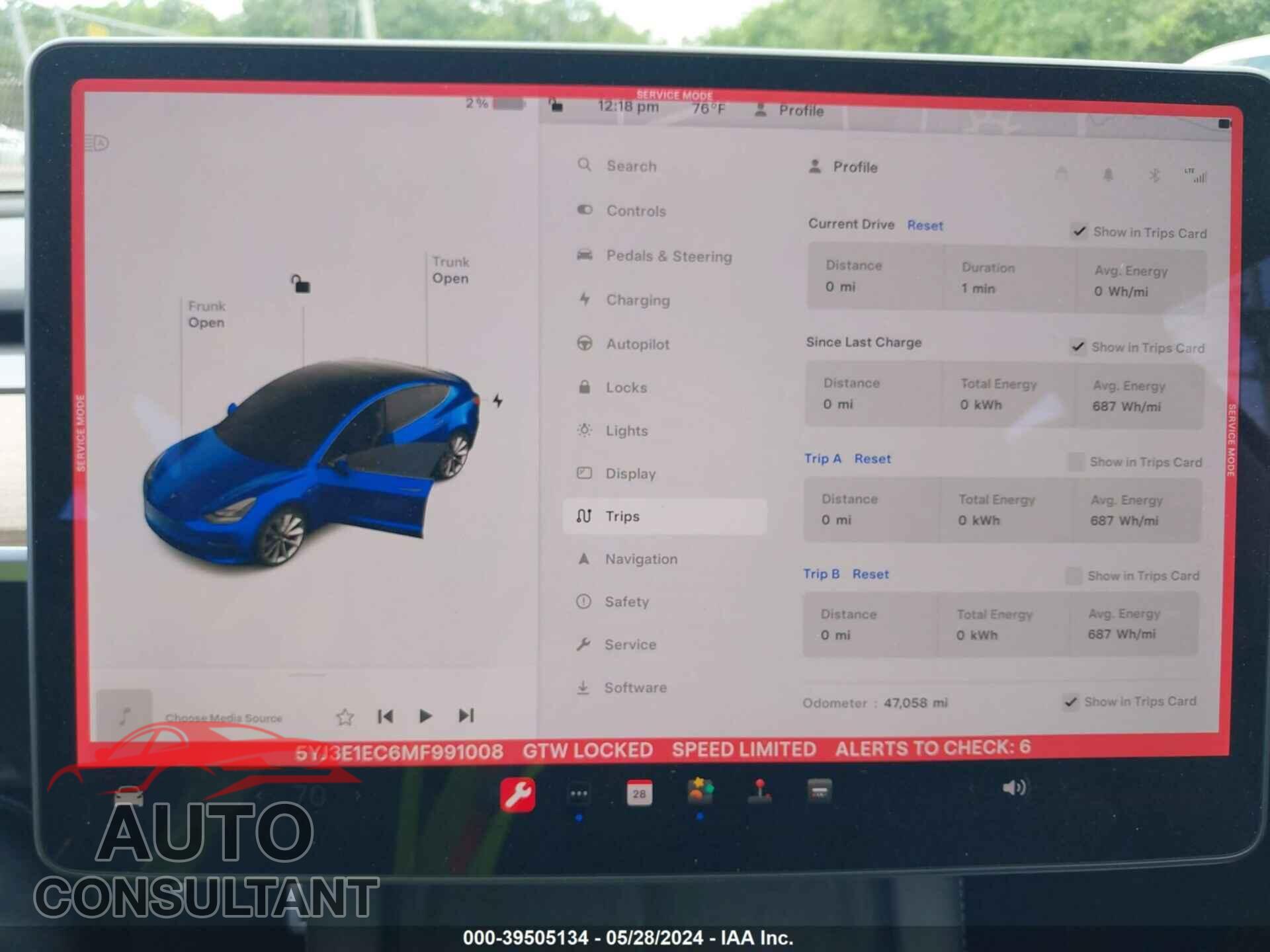 TESLA MODEL 3 2021 - 5YJ3E1EC6MF991008