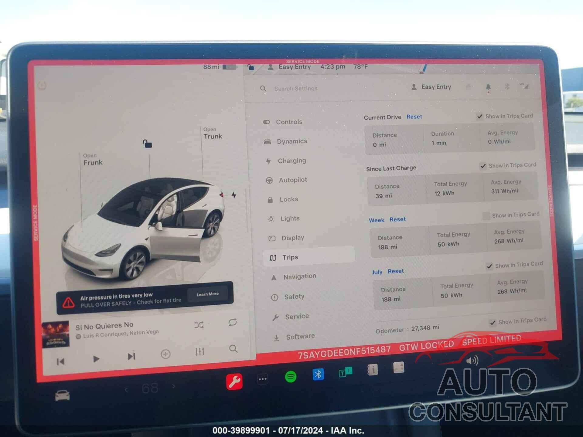 TESLA MODEL Y 2022 - 7SAYGDEE0NF515487