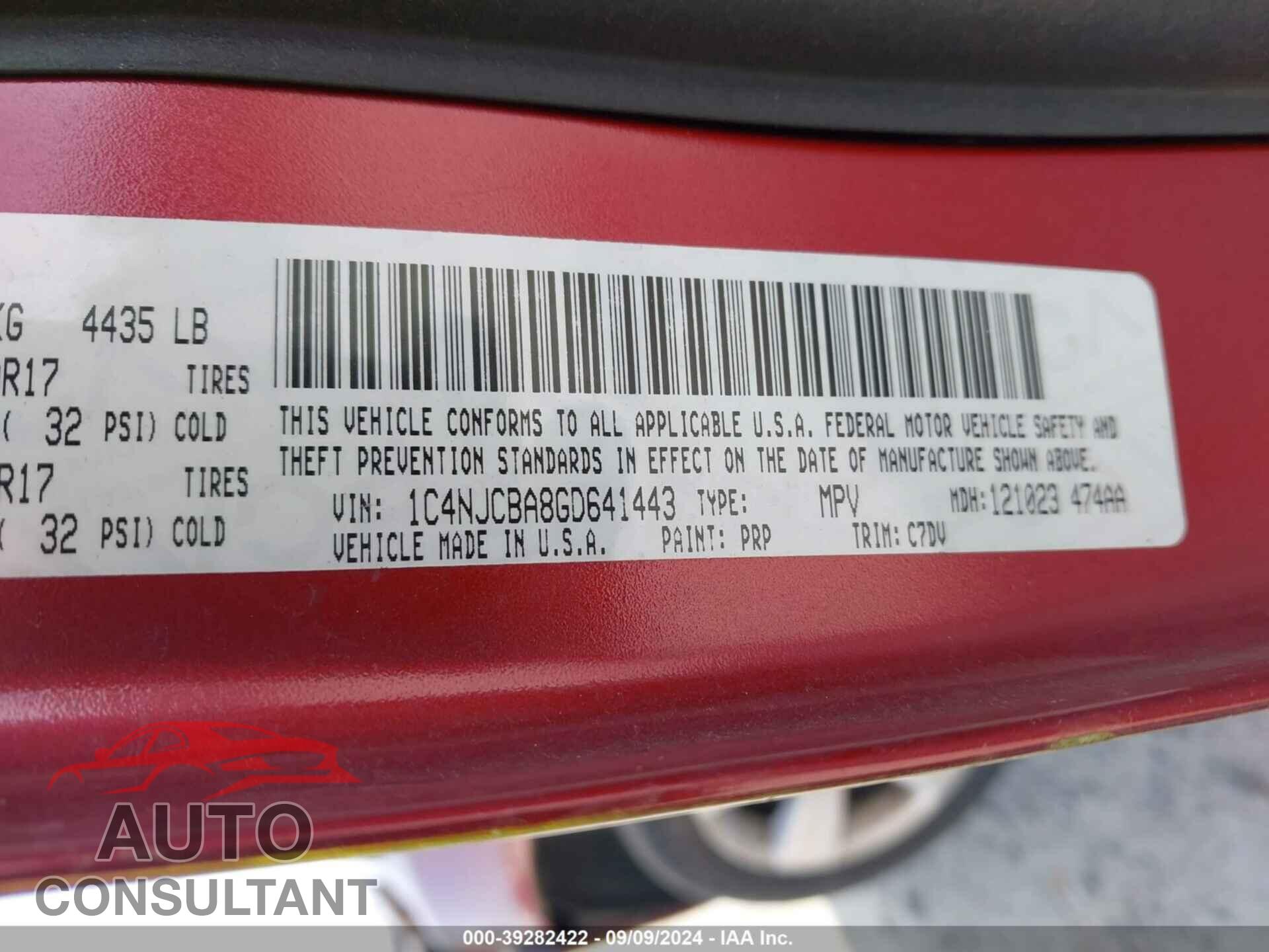 JEEP COMPASS 2016 - 1C4NJCBA8GD641443