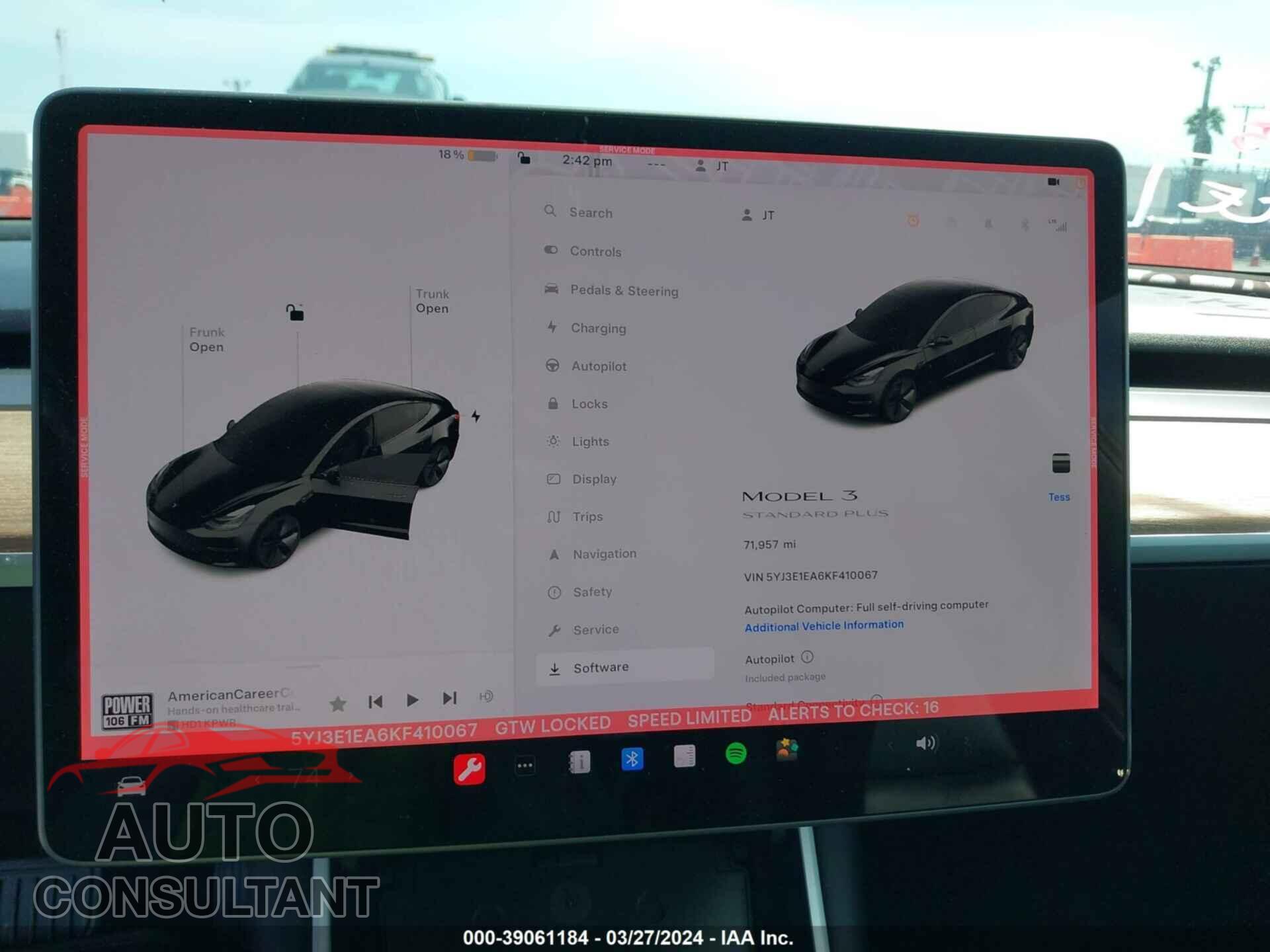 TESLA MODEL 3 2019 - 5YJ3E1EA6KF410067