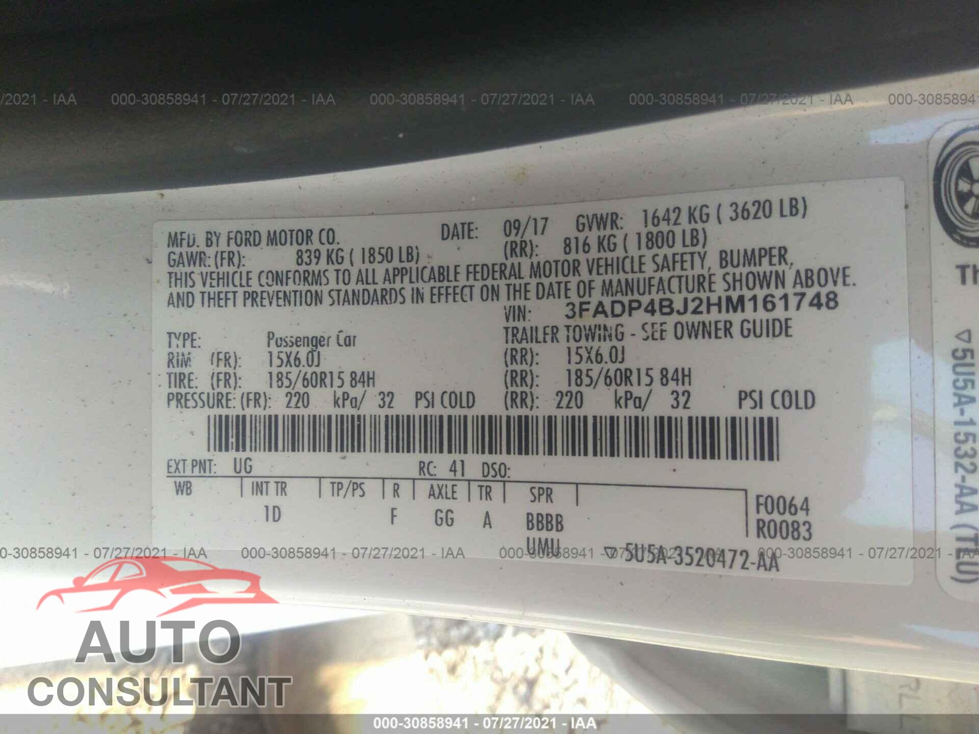 FORD FIESTA 2017 - 3FADP4BJ2HM161748