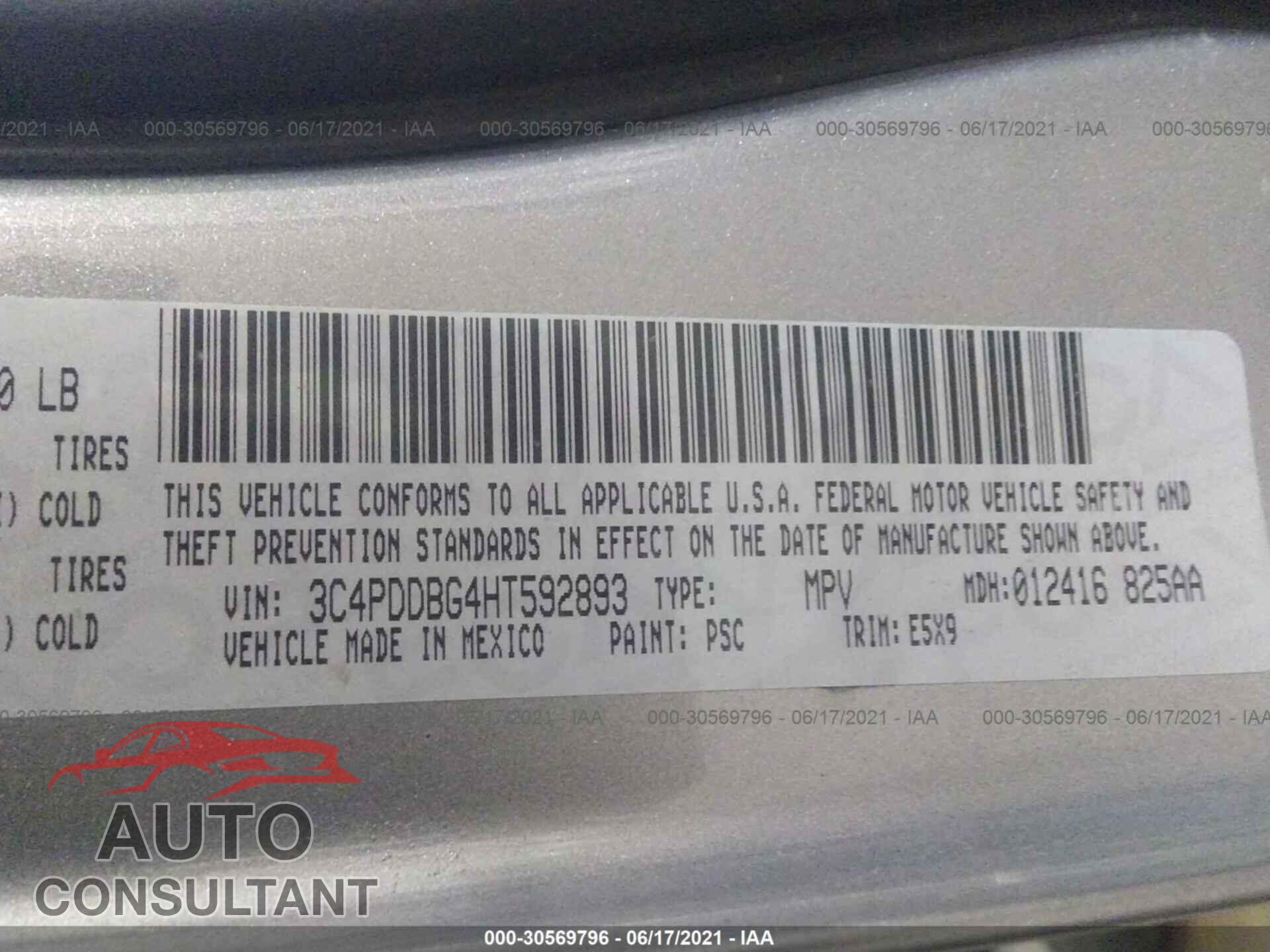 DODGE JOURNEY 2017 - 3C4PDDBG4HT592893
