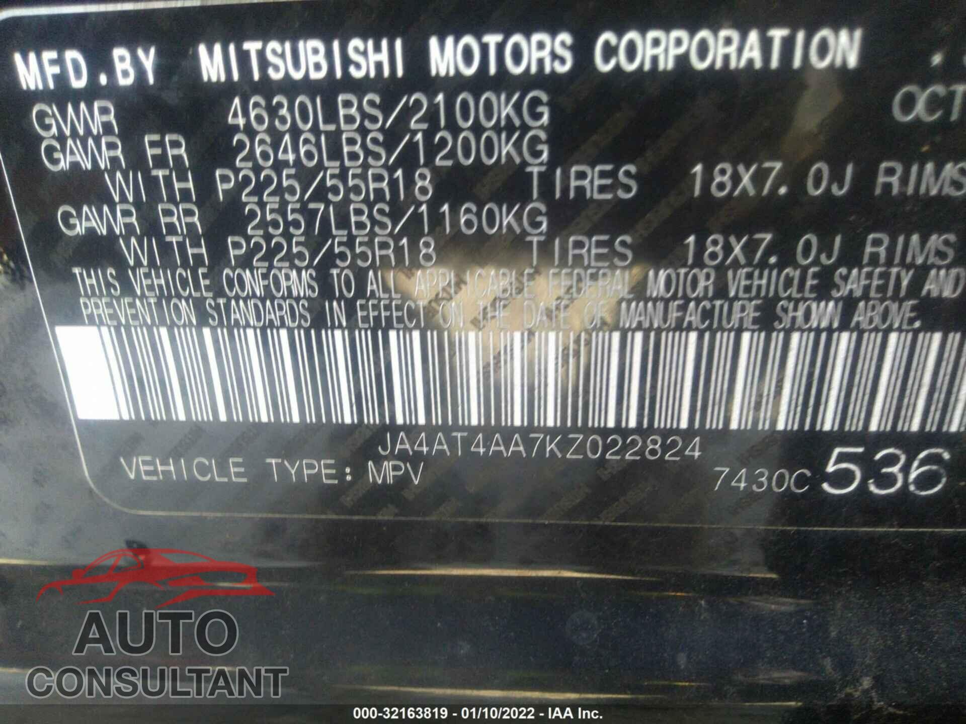 MITSUBISHI ECLIPSE CROSS 2019 - JA4AT4AA7KZ022824