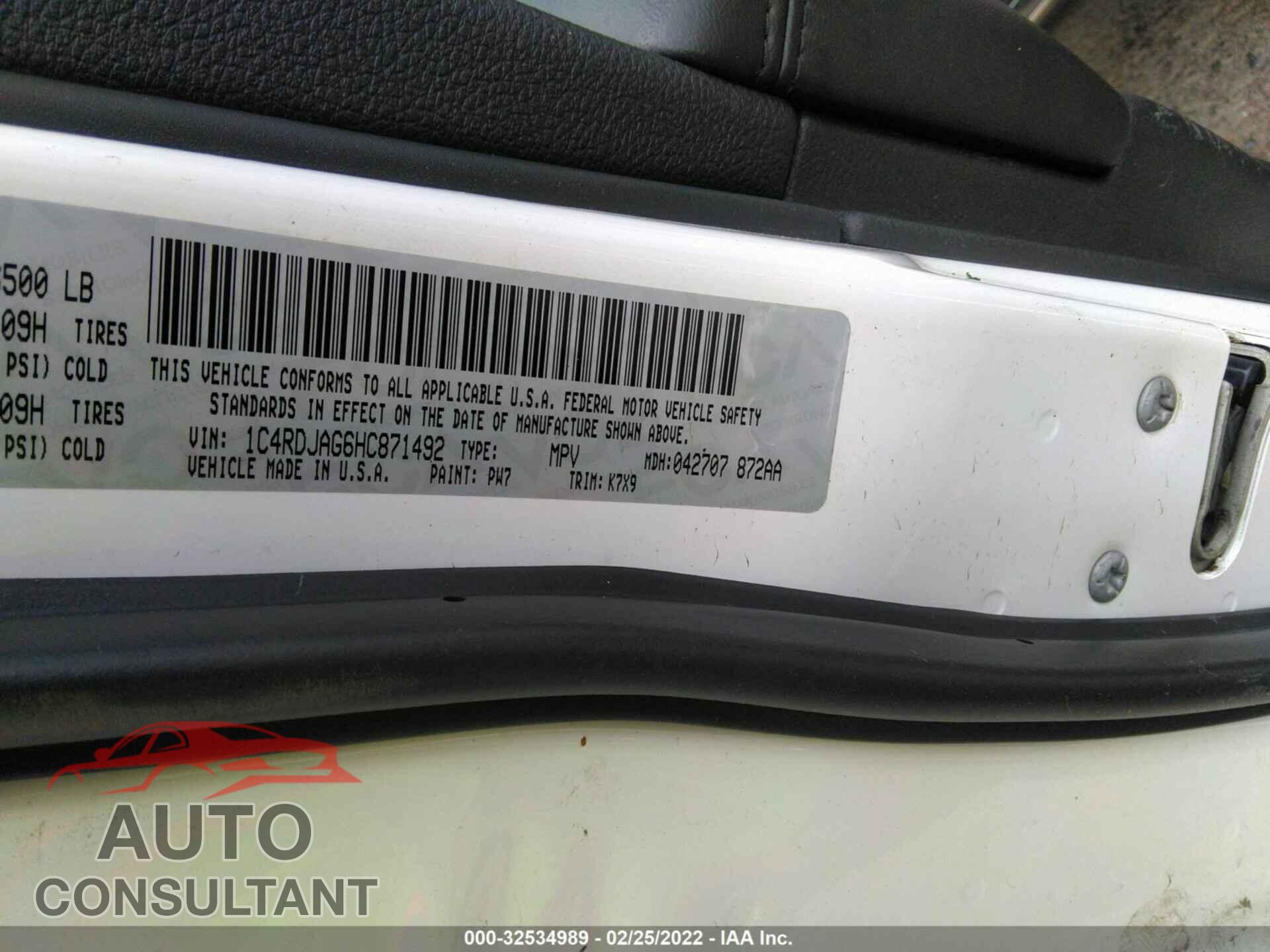 DODGE DURANGO 2017 - 1C4RDJAG6HC871492