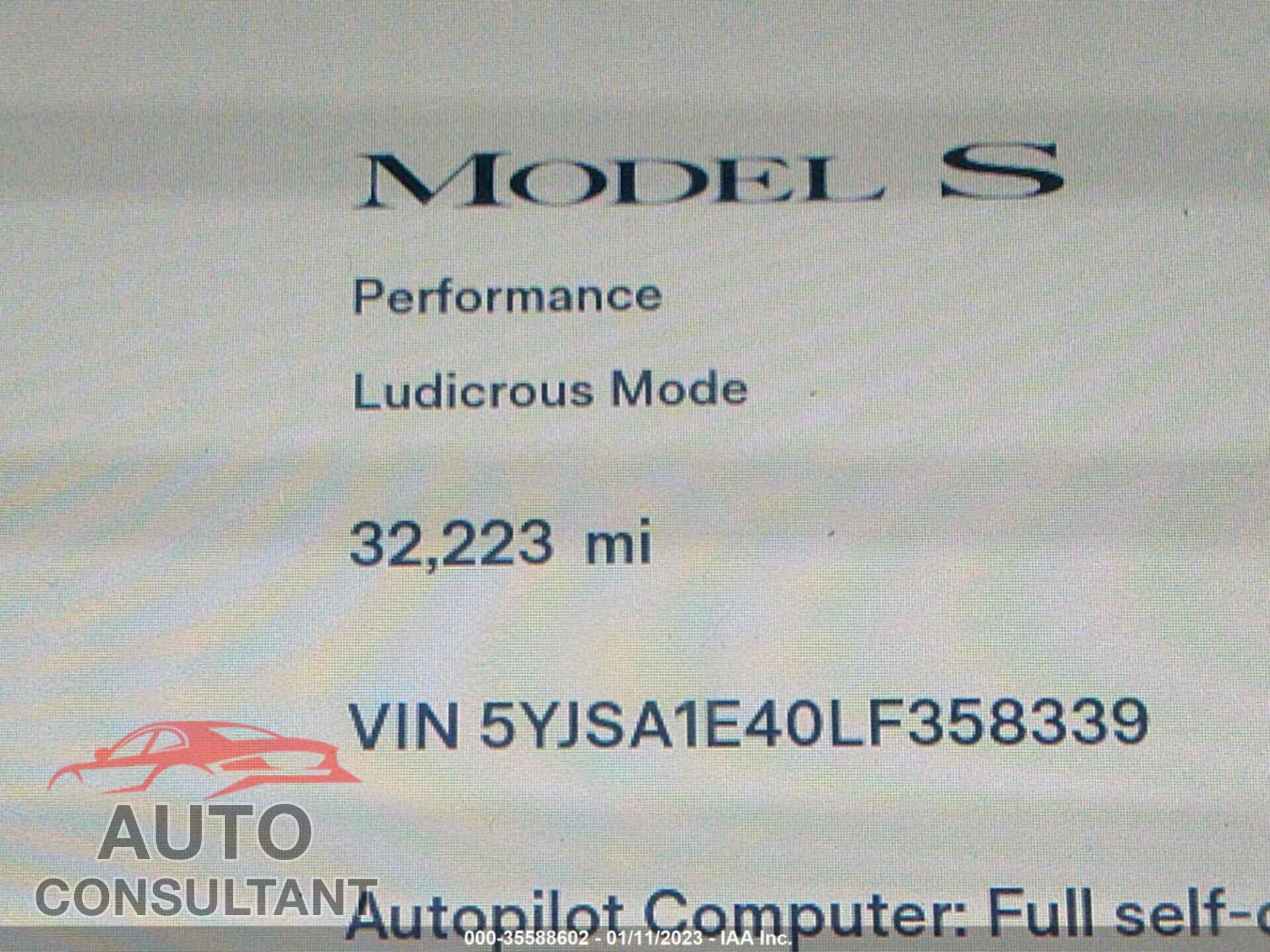 TESLA MODEL S 2020 - 5YJSA1E40LF358339