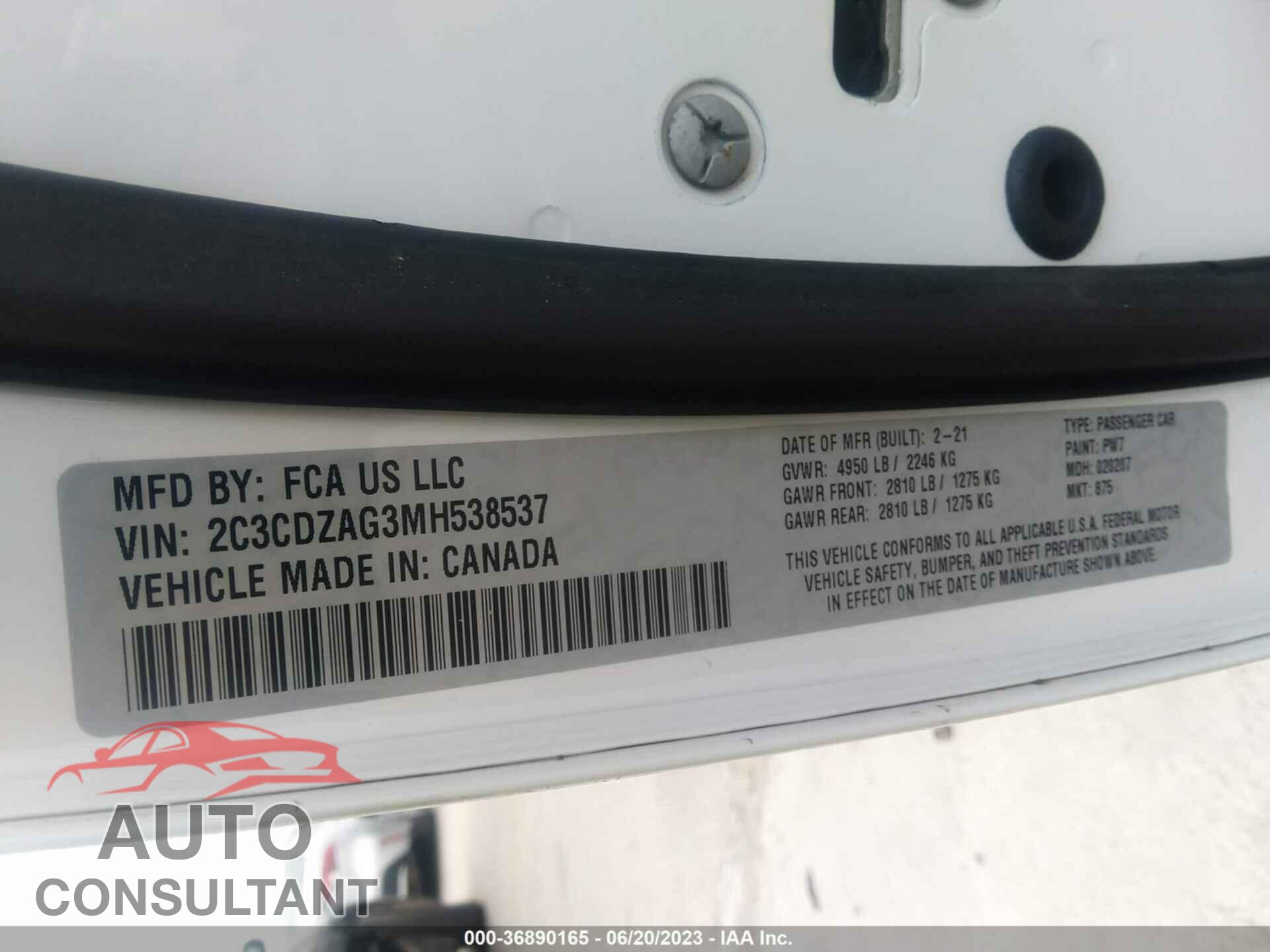 DODGE CHALLENGER 2021 - 2C3CDZAG3MH538537