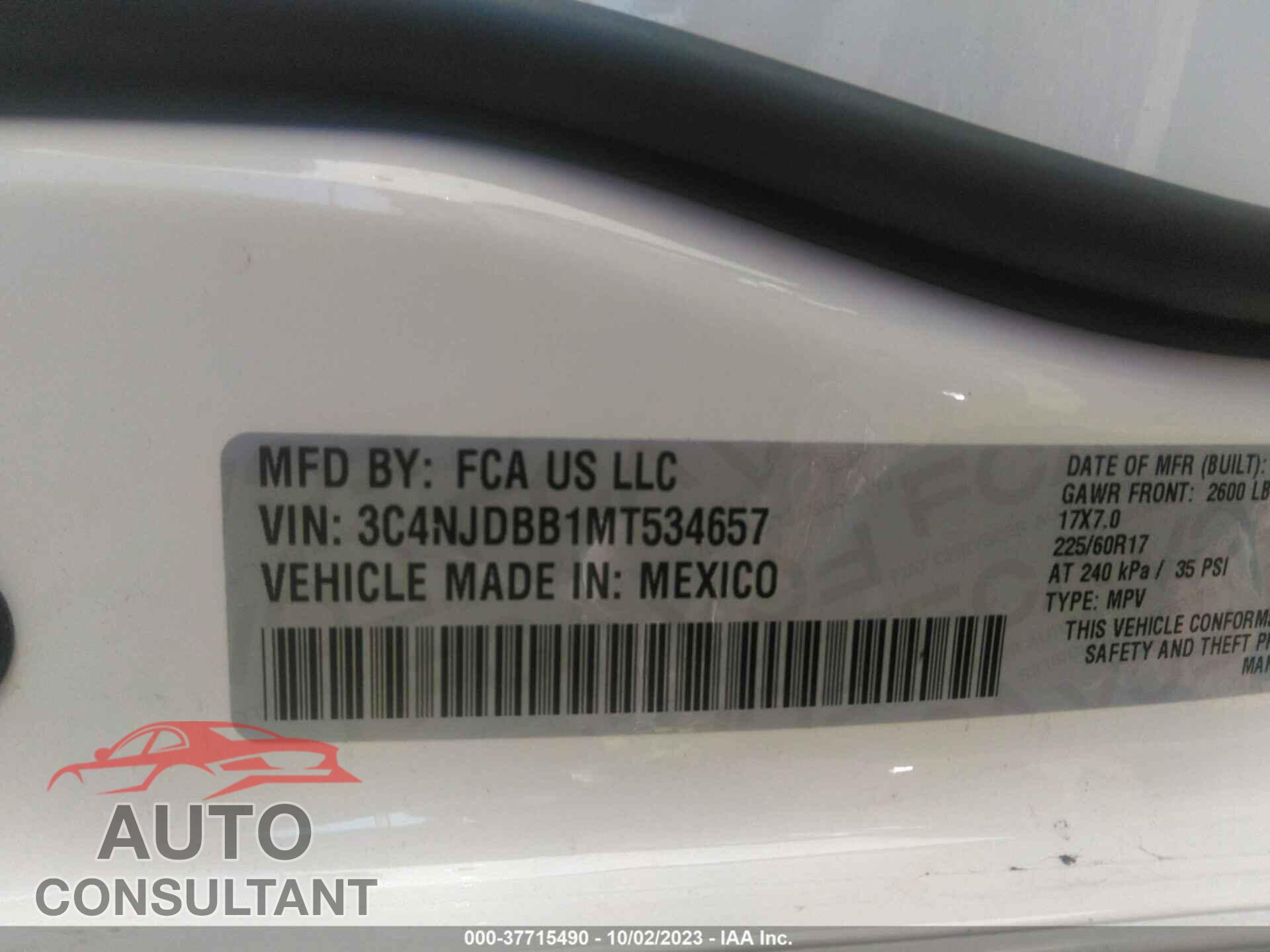 JEEP COMPASS 2021 - 3C4NJDBB1MT534657