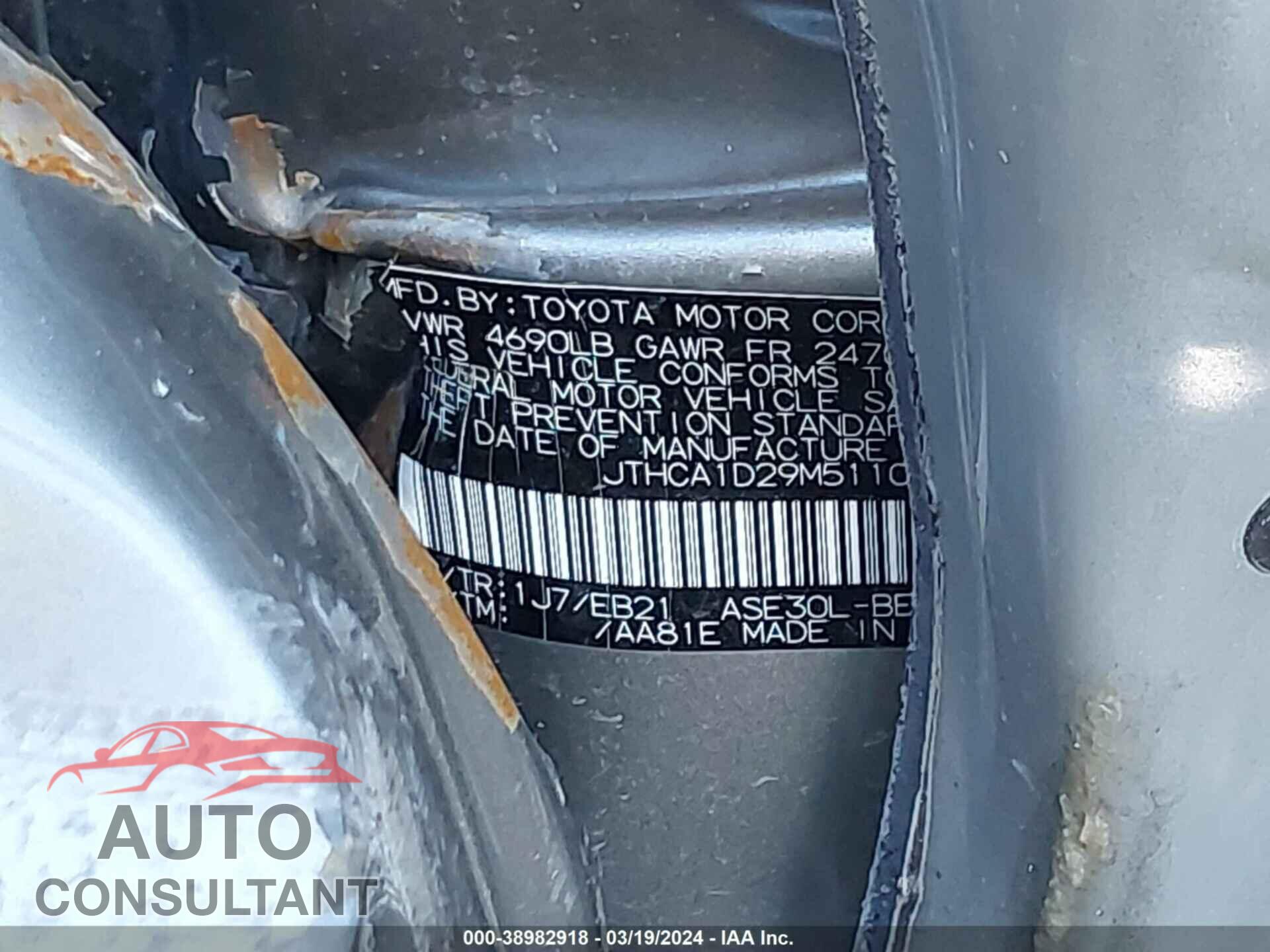 LEXUS IS 2021 - JTHCA1D29M5110077