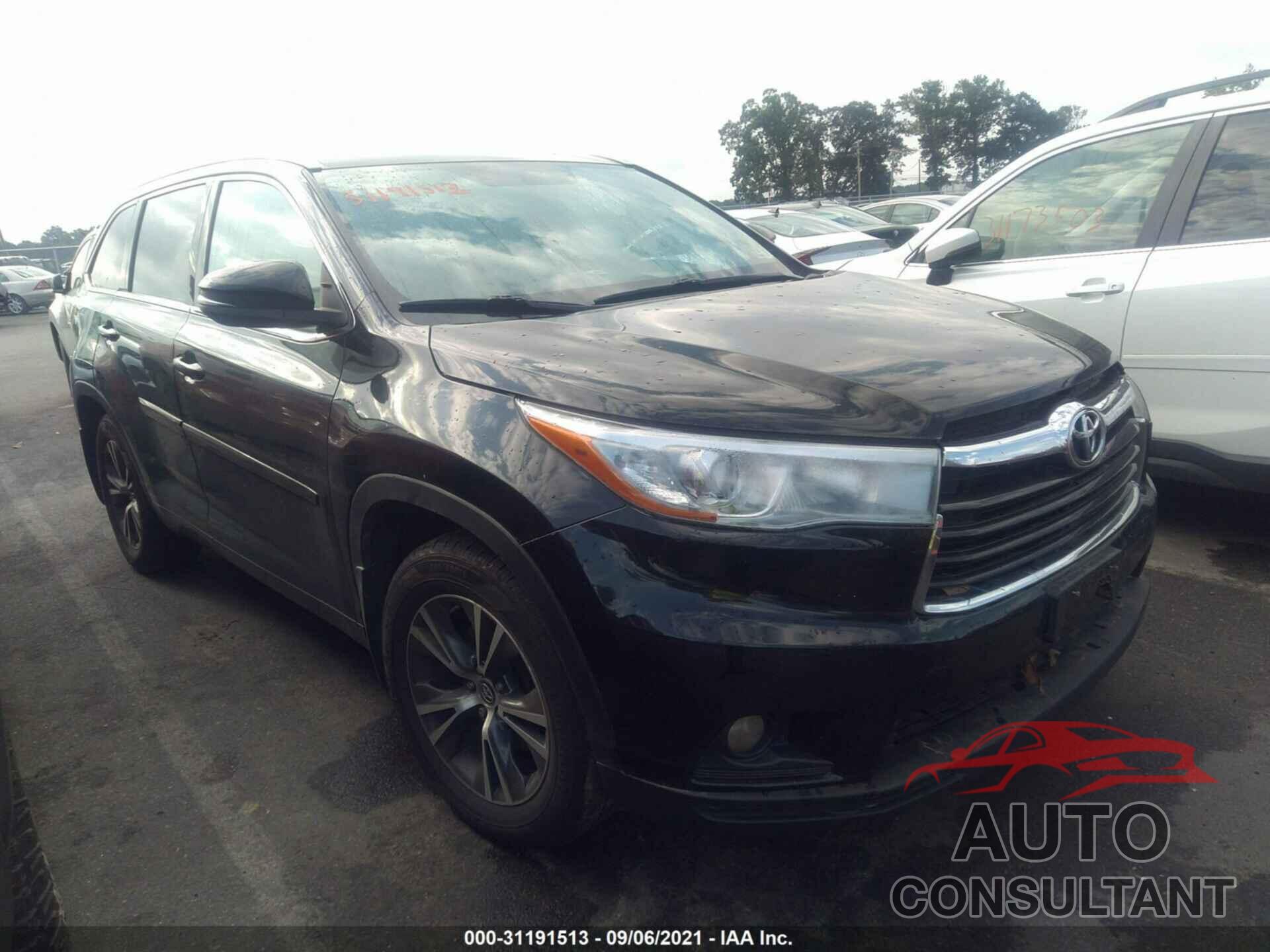 TOYOTA HIGHLANDER 2016 - 5TDJKRFH3GS258682
