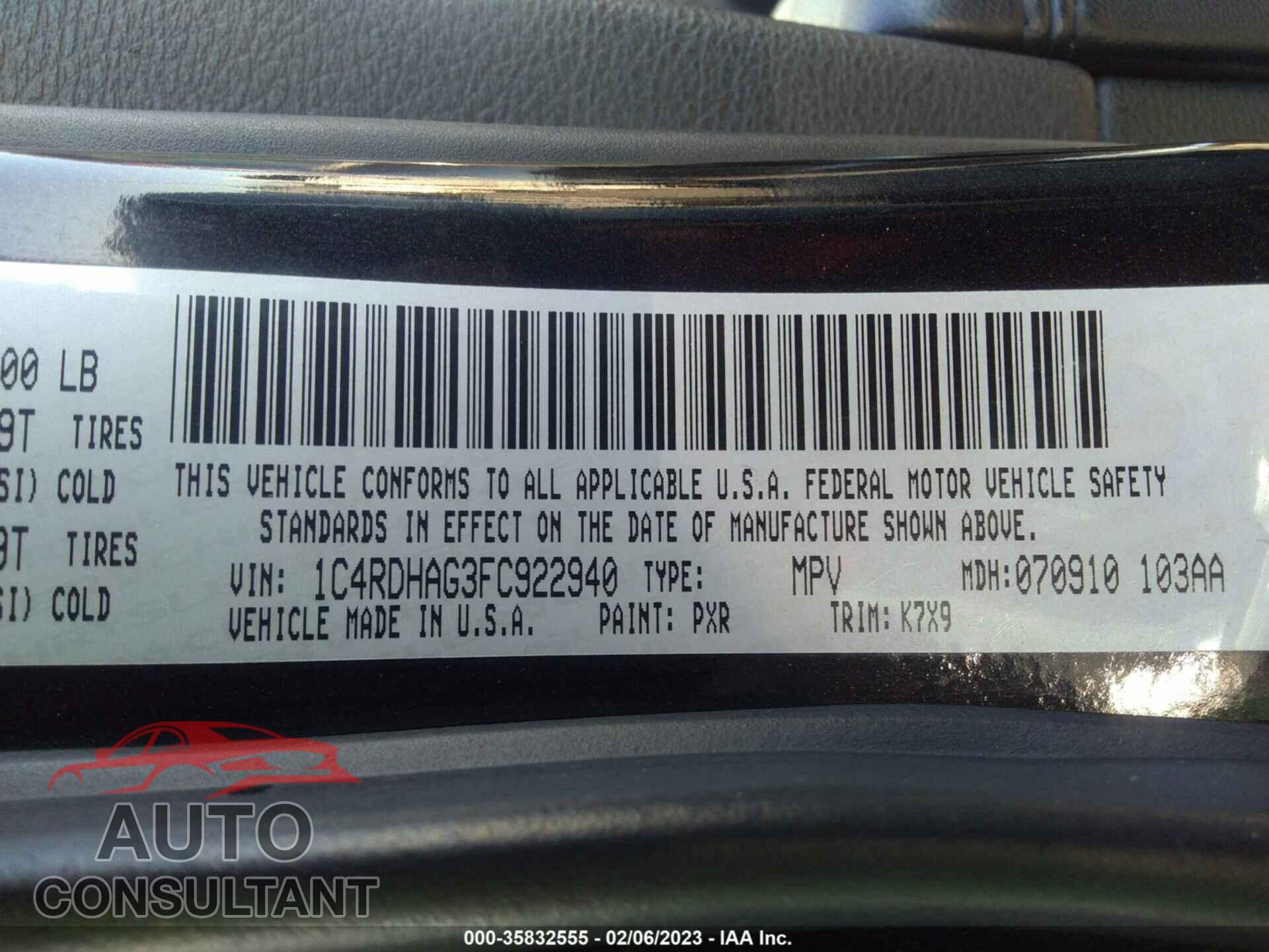 DODGE DURANGO 2015 - 1C4RDHAG3FC922940