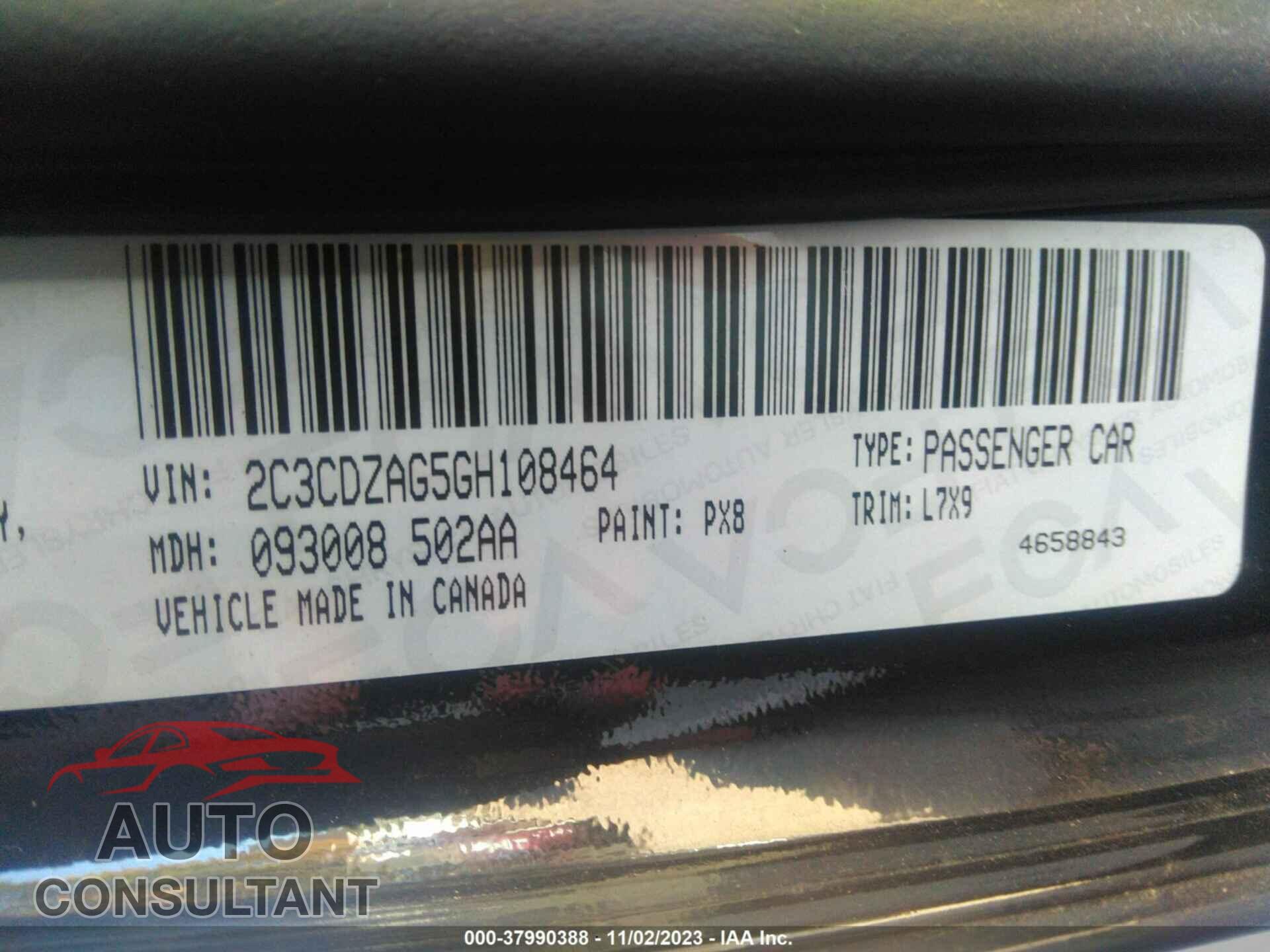 DODGE CHALLENGER 2016 - 2C3CDZAG5GH108464
