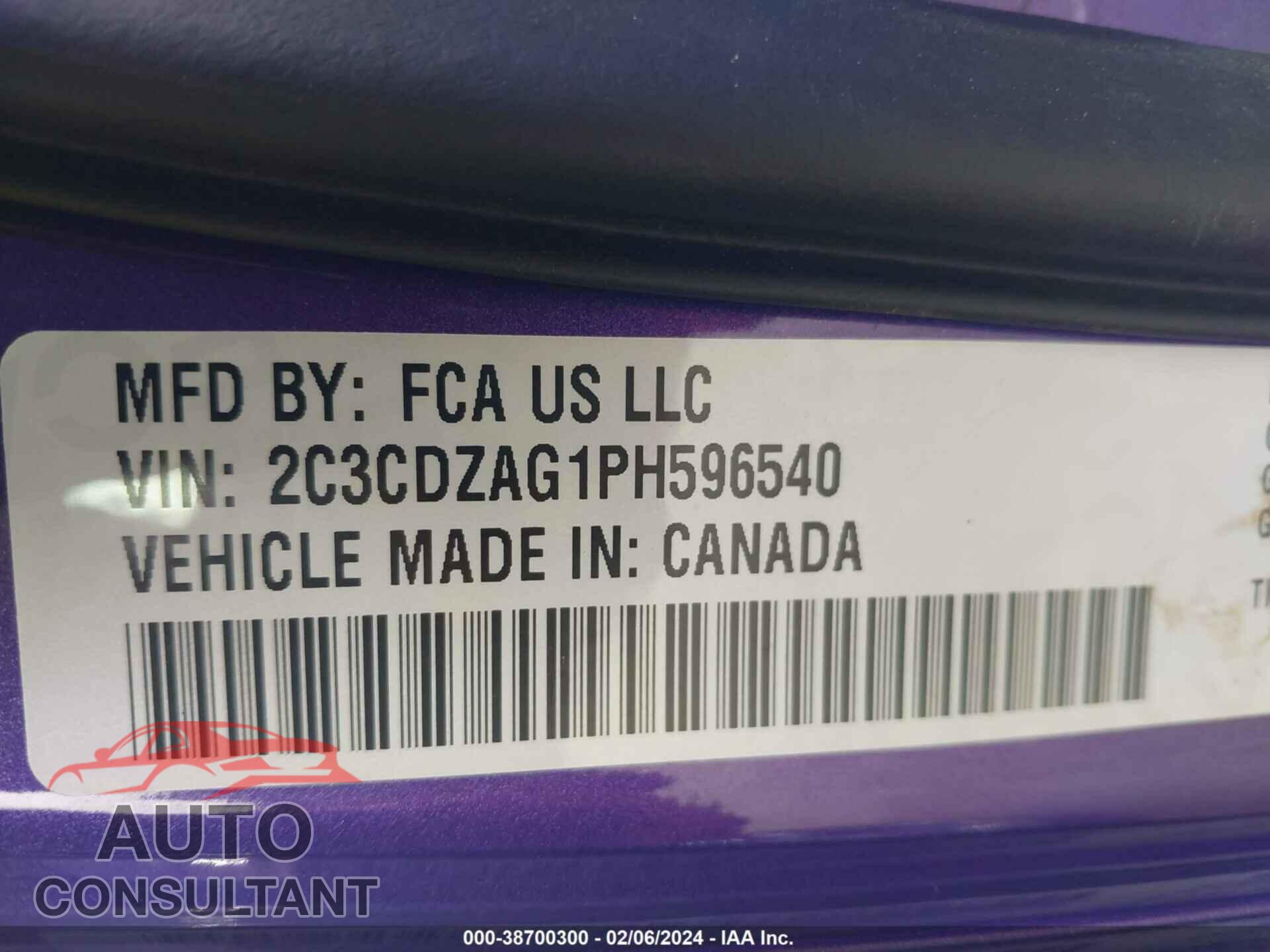 DODGE CHALLENGER 2023 - 2C3CDZAG1PH596540