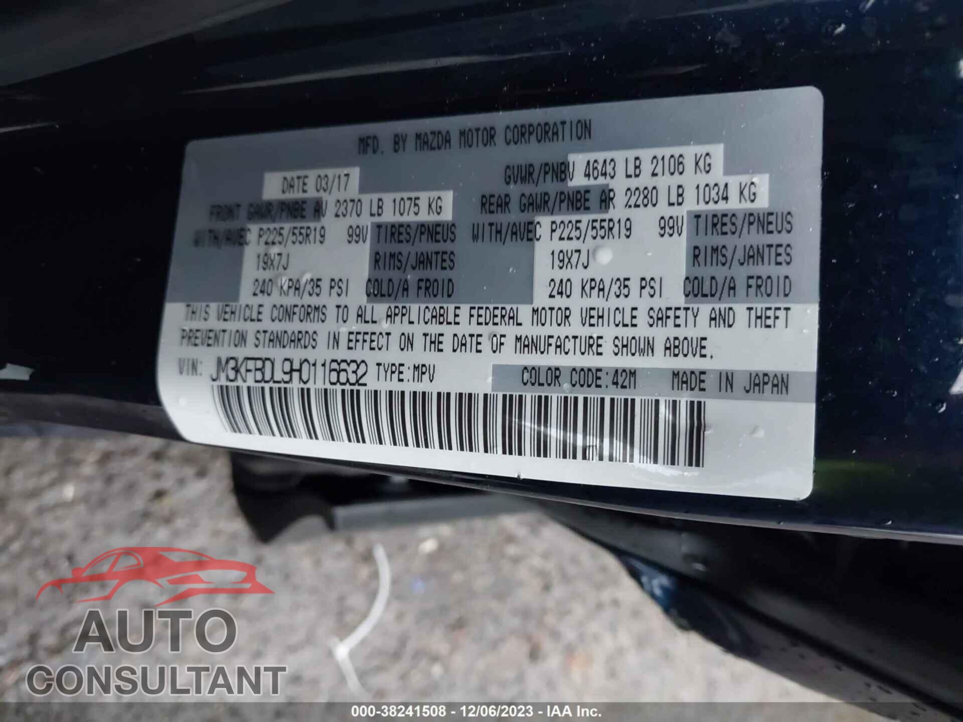 MAZDA CX-5 2017 - JM3KFBDL9H0116632