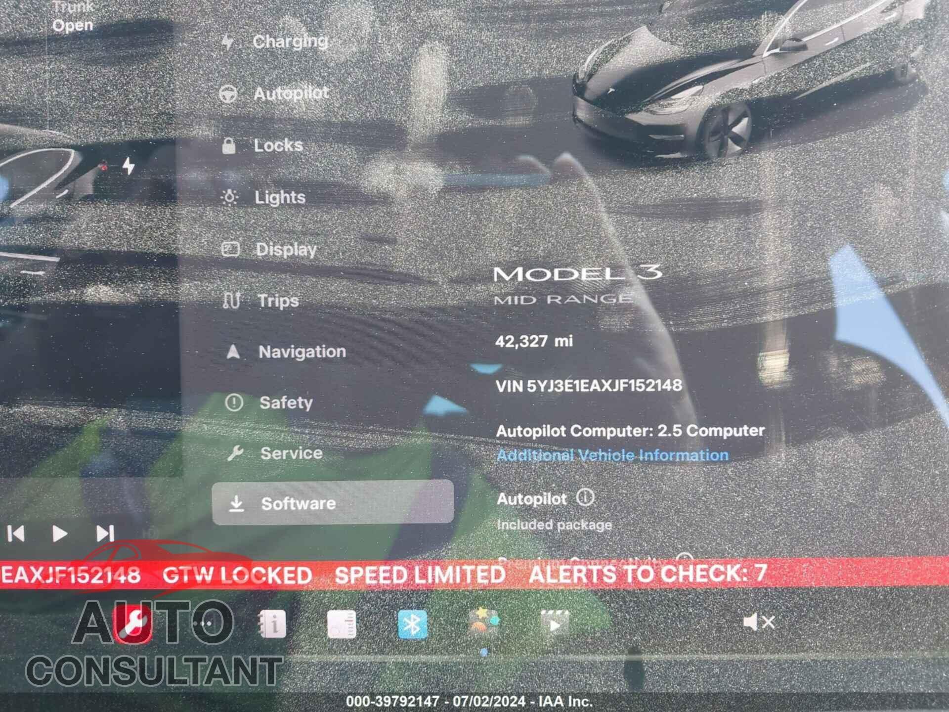 TESLA MODEL 3 2018 - 5YJ3E1EAXJF152148